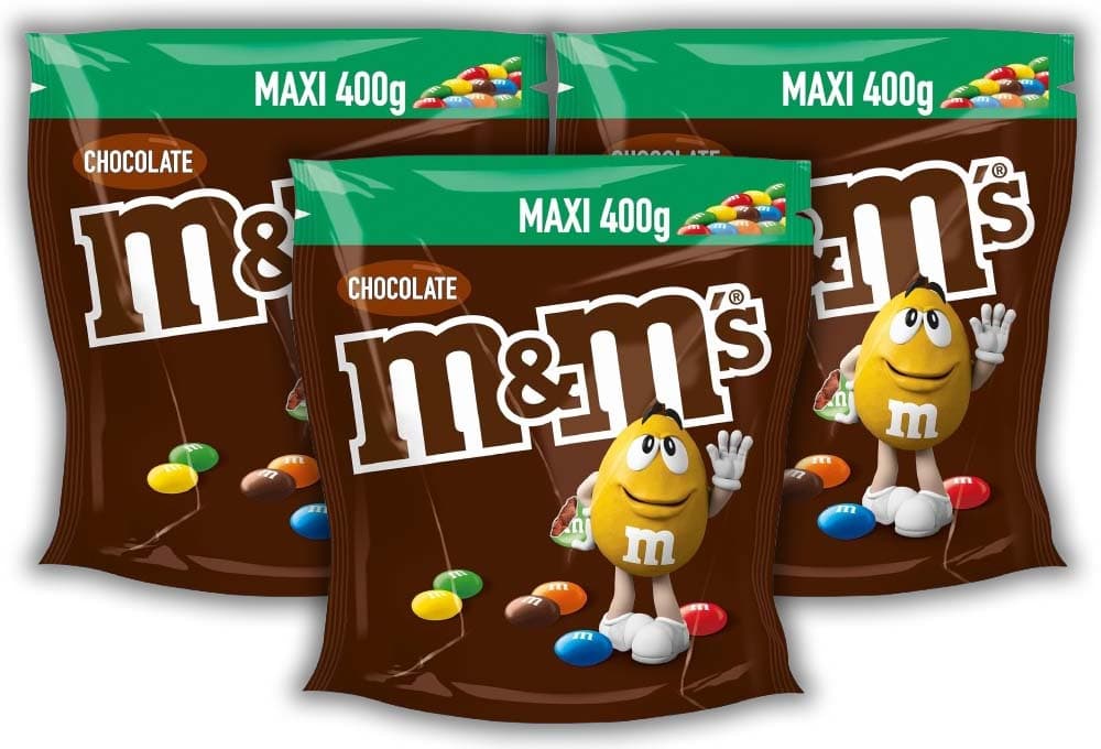 M&M's Choco Snack em bolinhas coloridas de chocolate com leite, 400 g x 3