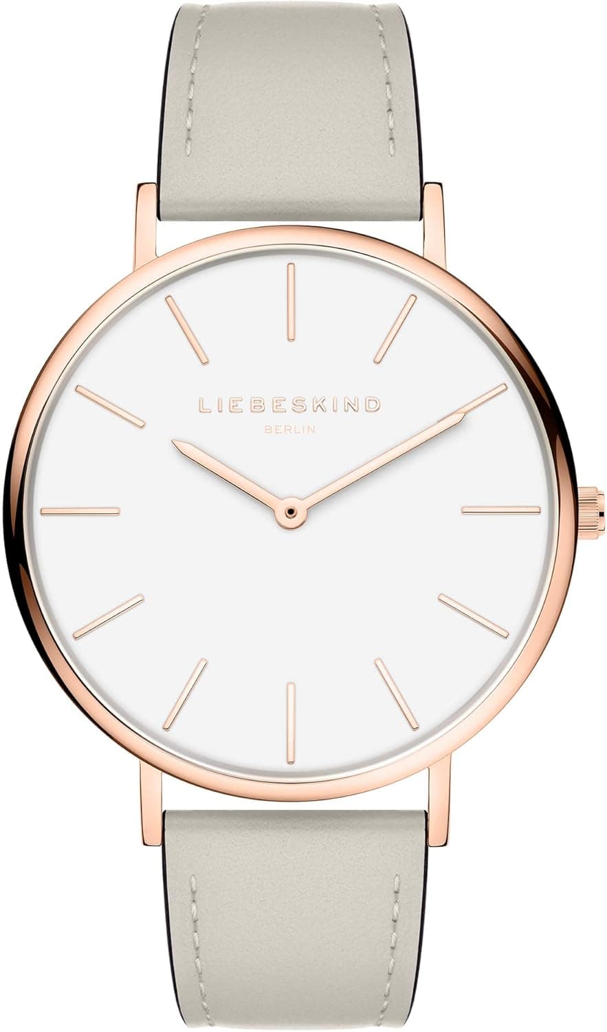 Liebeskind Relógio analógico para mulher de quartzo com correia em couro de vaca LT-0374-LQ, Ouro rosa, Moderno