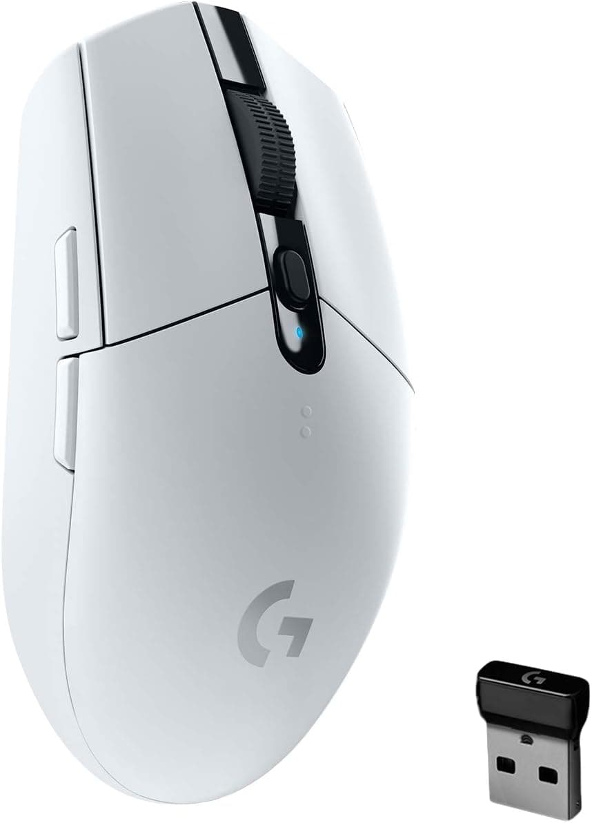 Logitech G 305 LIGHTSPEED Rato Gaming sem fios, Captor HERO 12K, 12,000 DPI, ultra leve, bateria de 250 h, 6 botões programáveis, memória integrada, PC/Mac, branco