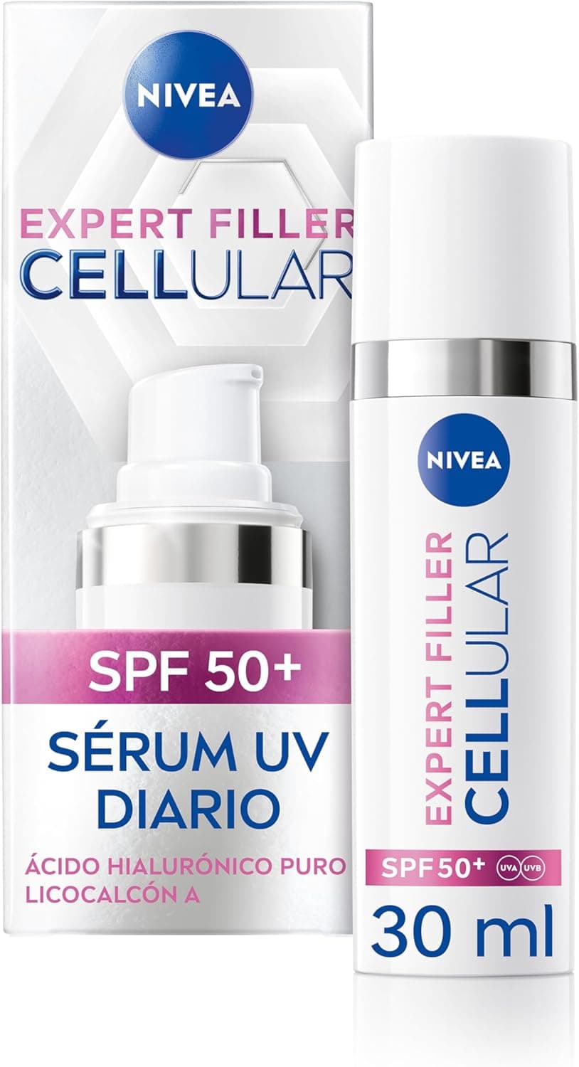 Nivea Expert Filler Cellular Serum fluido UV diário (1 x 30 ml), soro facial anti-idade com ácido hialurónico e soro facial com proteção solar 50 +, para uma pele jovem