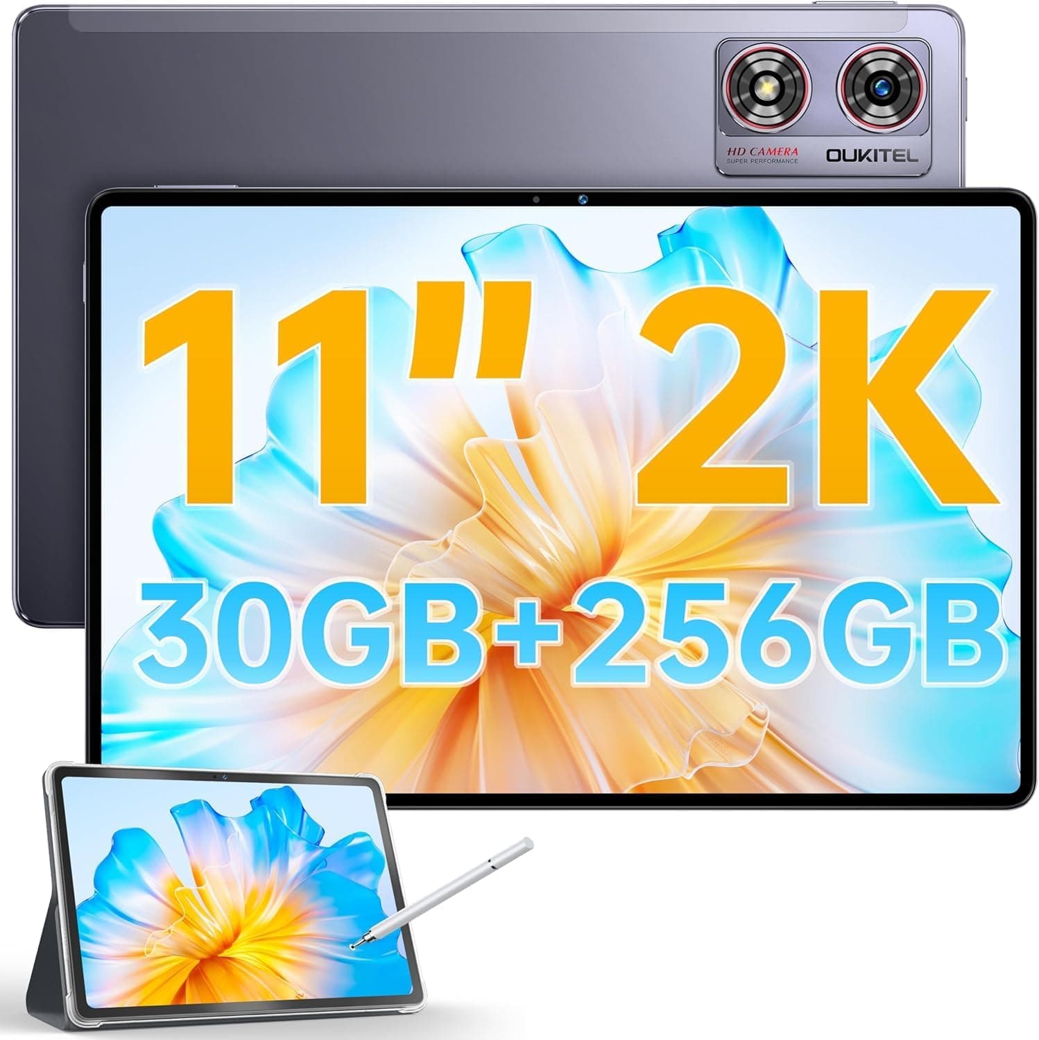 OUKITEL OT8 Tablet de 11 polegadas - 30 GB + 256 GB (1TB TF) Tablet Android 13, ecrã 2K, bateria 8800 mAh Tablets Gaming, 1920  1200 pixels, 4 colunas de som, 5G WiFi, BT5.5.5.5. 0, MS, Widevine L1,