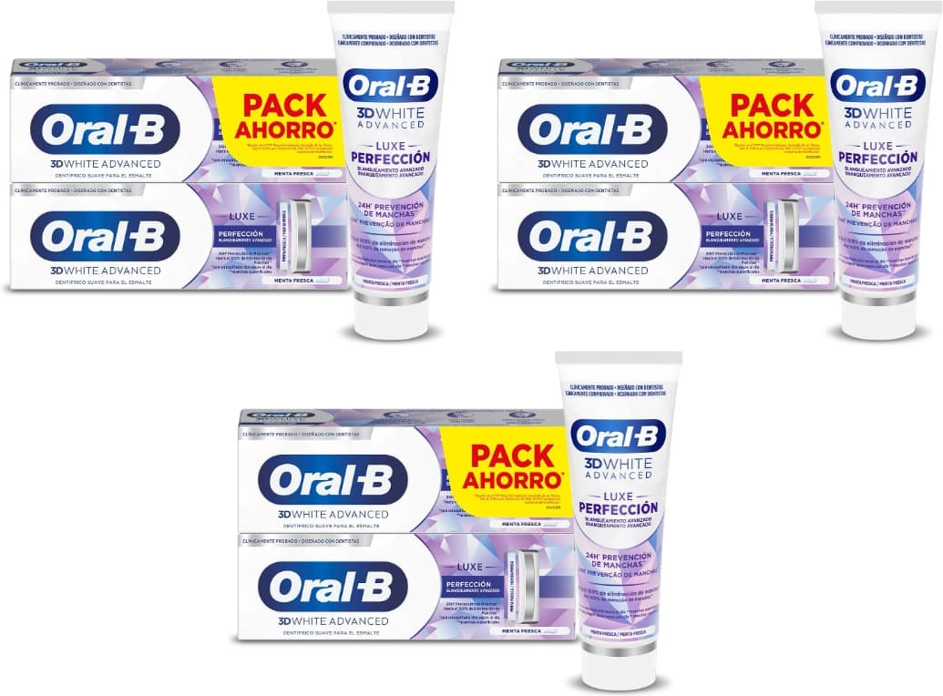 Oral-B 3D White Advanced Luxe Perfection pasta dentífrica, 75 ml x 6 