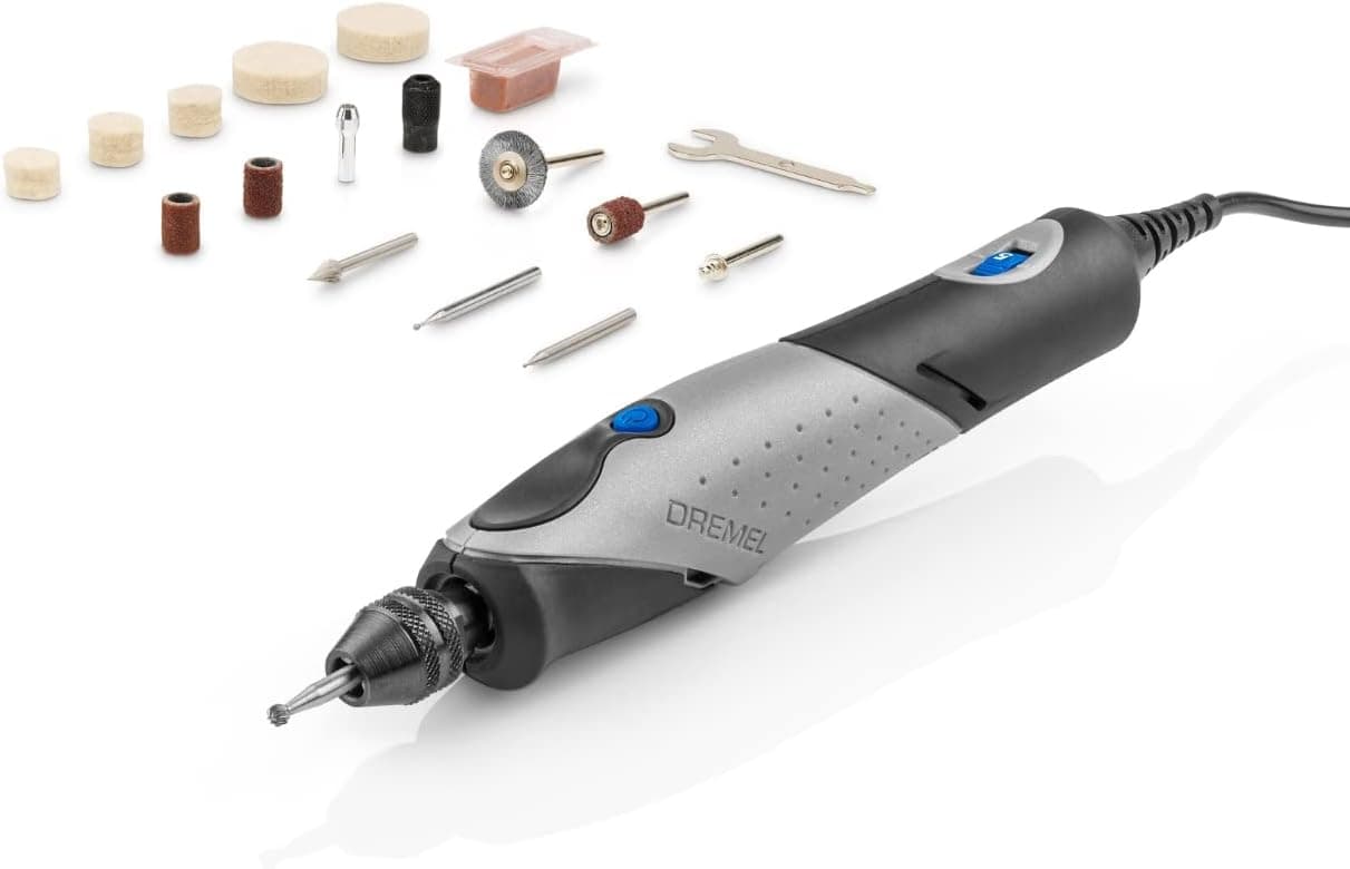 Dremel 2050 Stylo gravador elétrico, kit de ferramentas de gravação artesanal versátil com 15 acessórios e mandril múltiplo com embalagem de cartão