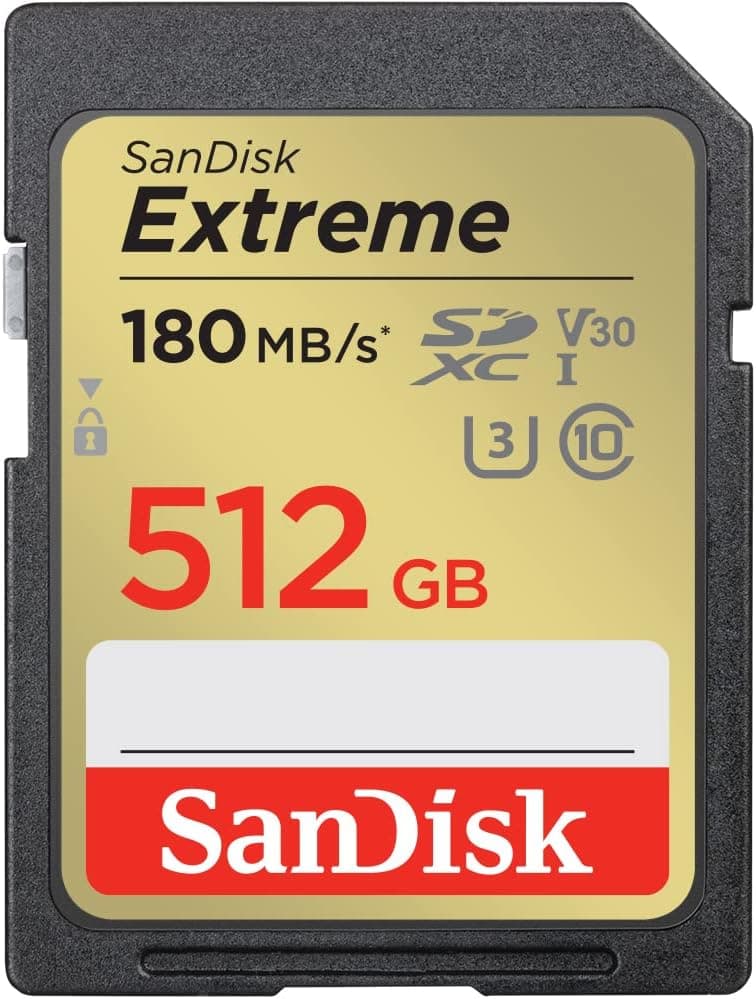 SanDisk 512 GB Extreme cartão de memória SDXC + RescuePRO Deluxe, até 180 MB/s, UHS-I, Class 10, U3 e V30