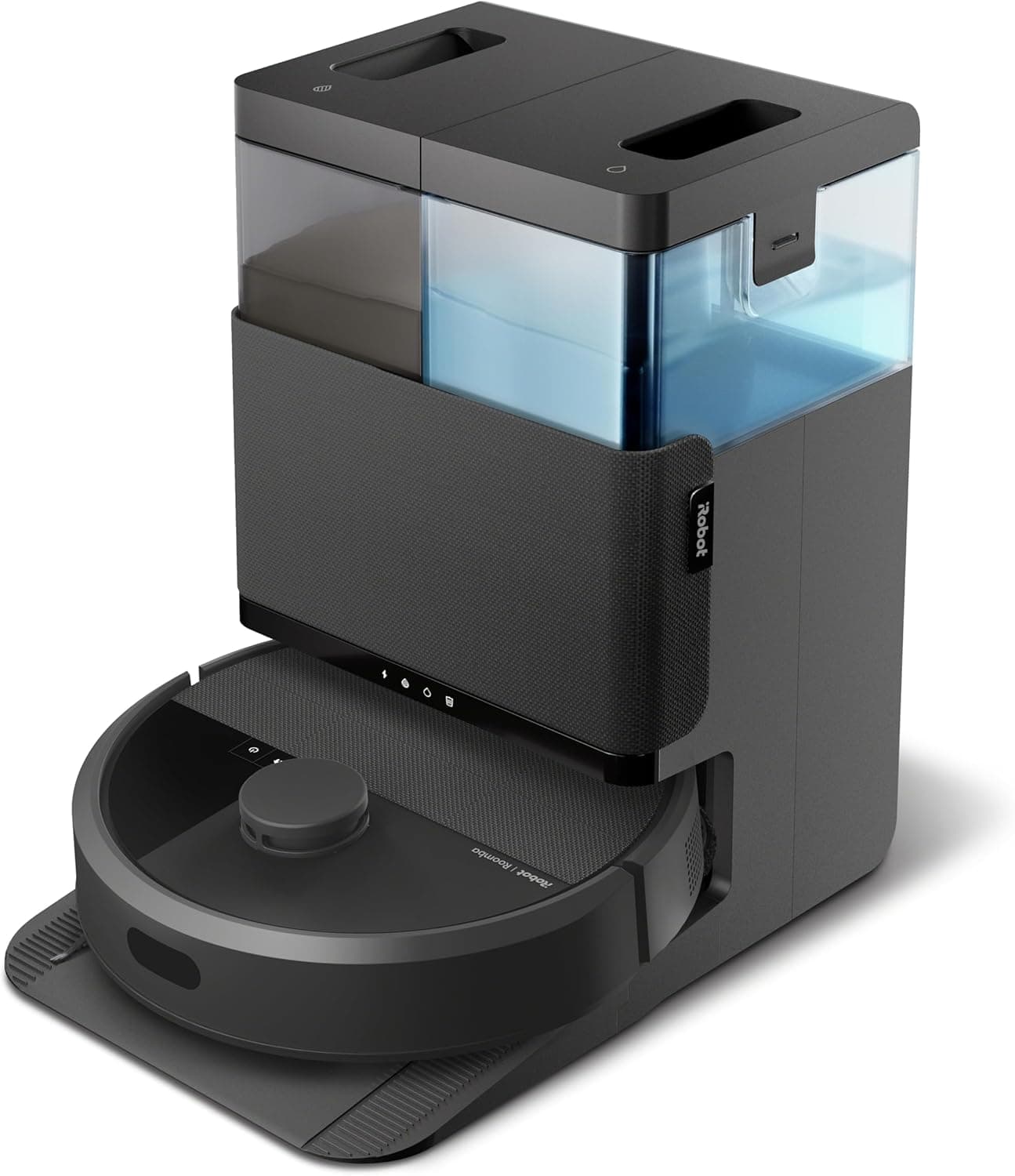 iRobot Roomba Plus 405 Combo com base AutoWash multifuncional e auto-limpeza, lavagem e secagem com manchas duplas eleváveis, Clearview LiDAR, 75 dias de auto-esvaziamento, lavagem dupla com