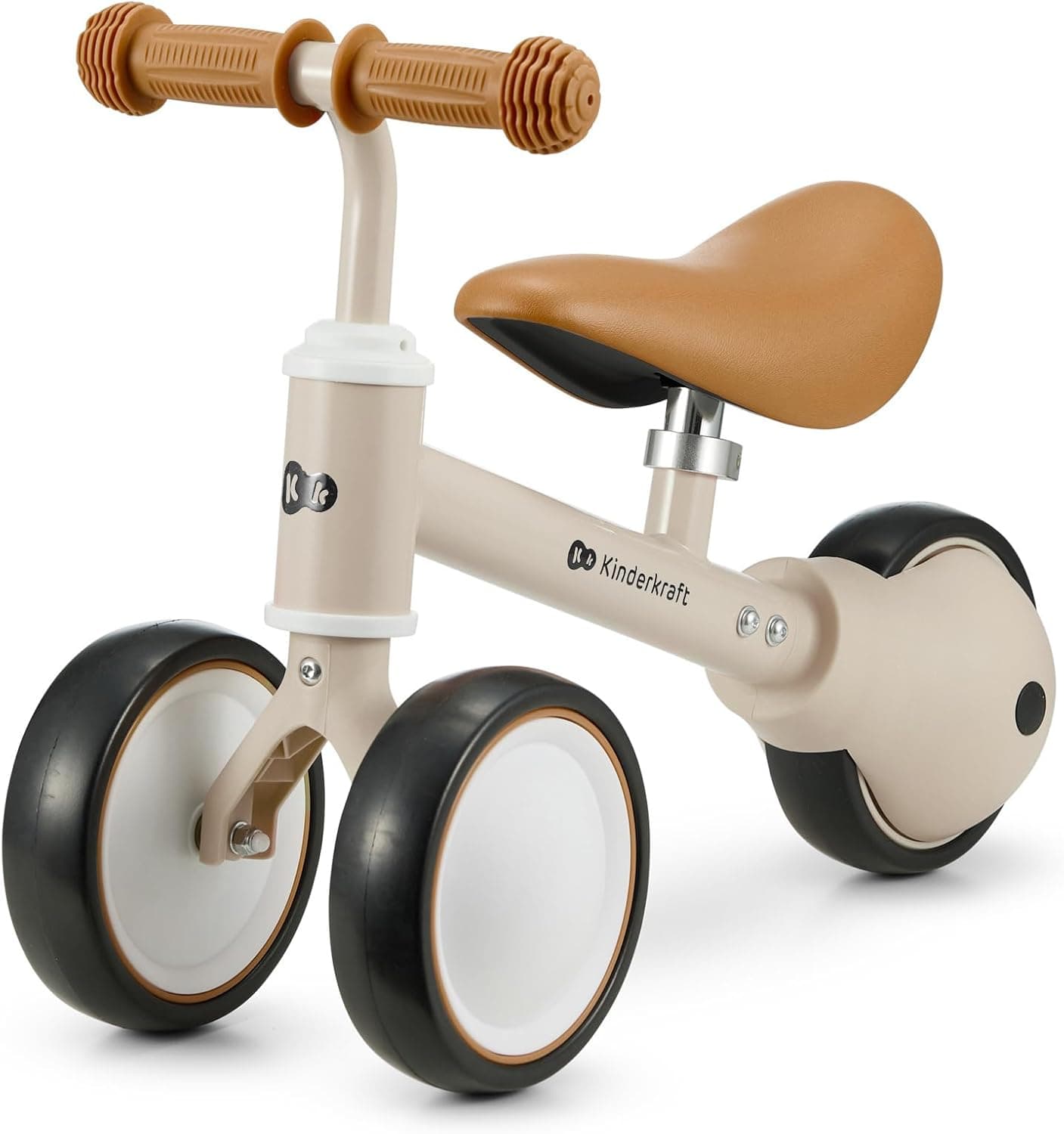 Kinderkraft CUTIE 3 em 1 Minitriciclo, bicicleta de equilíbrio, sem pedais, triciclo, ajustável, multifuncional, ultraleve, desde 1 ano de vida até aos 15 kg, bege