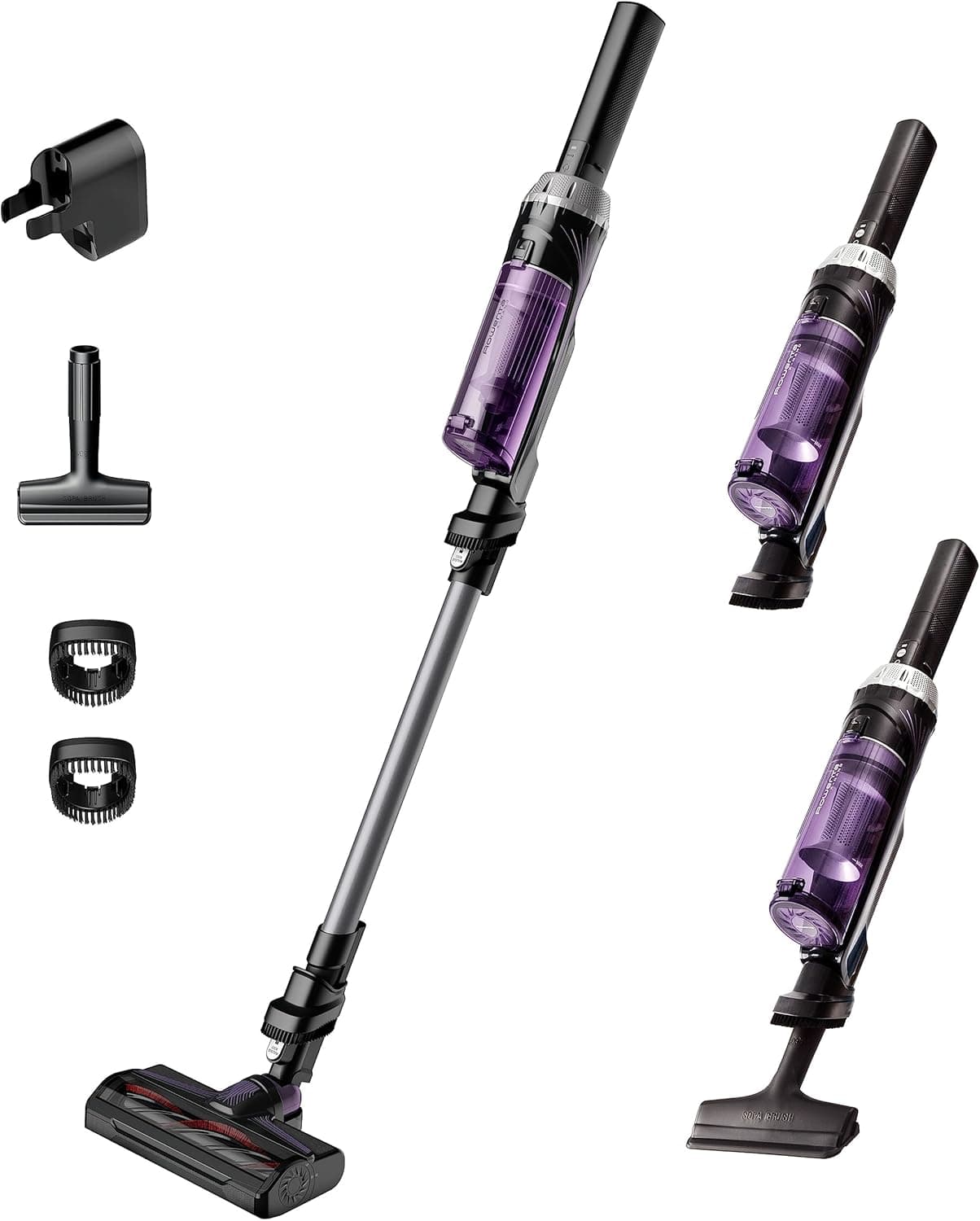 Rowenta XNano RH1128 - Aspirador de escova sem cabo, com 3 funções em 1, autonomia de 40 minutos, muito leve, fácil acesso do chão ao teto, lilás e cinzento