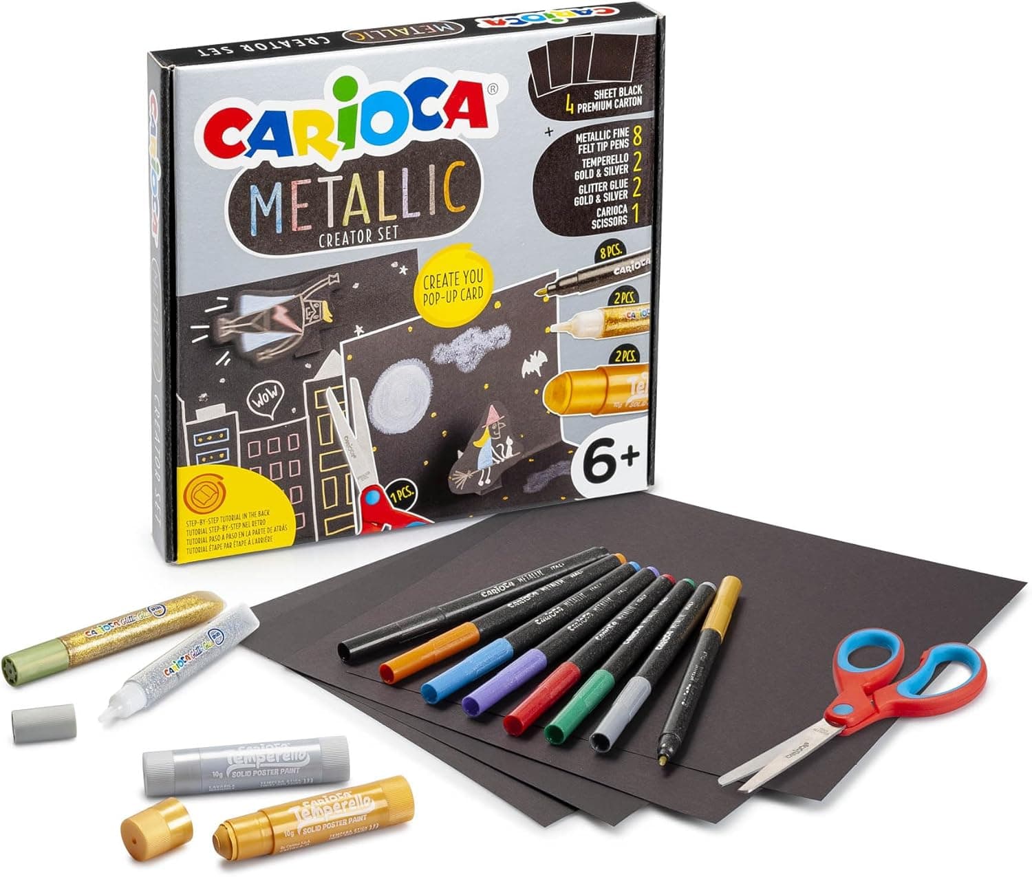 Carioca Conjunto de caixa de metal | para criar criativos com efeito metálico com cartolinas em 3D, 17 peças