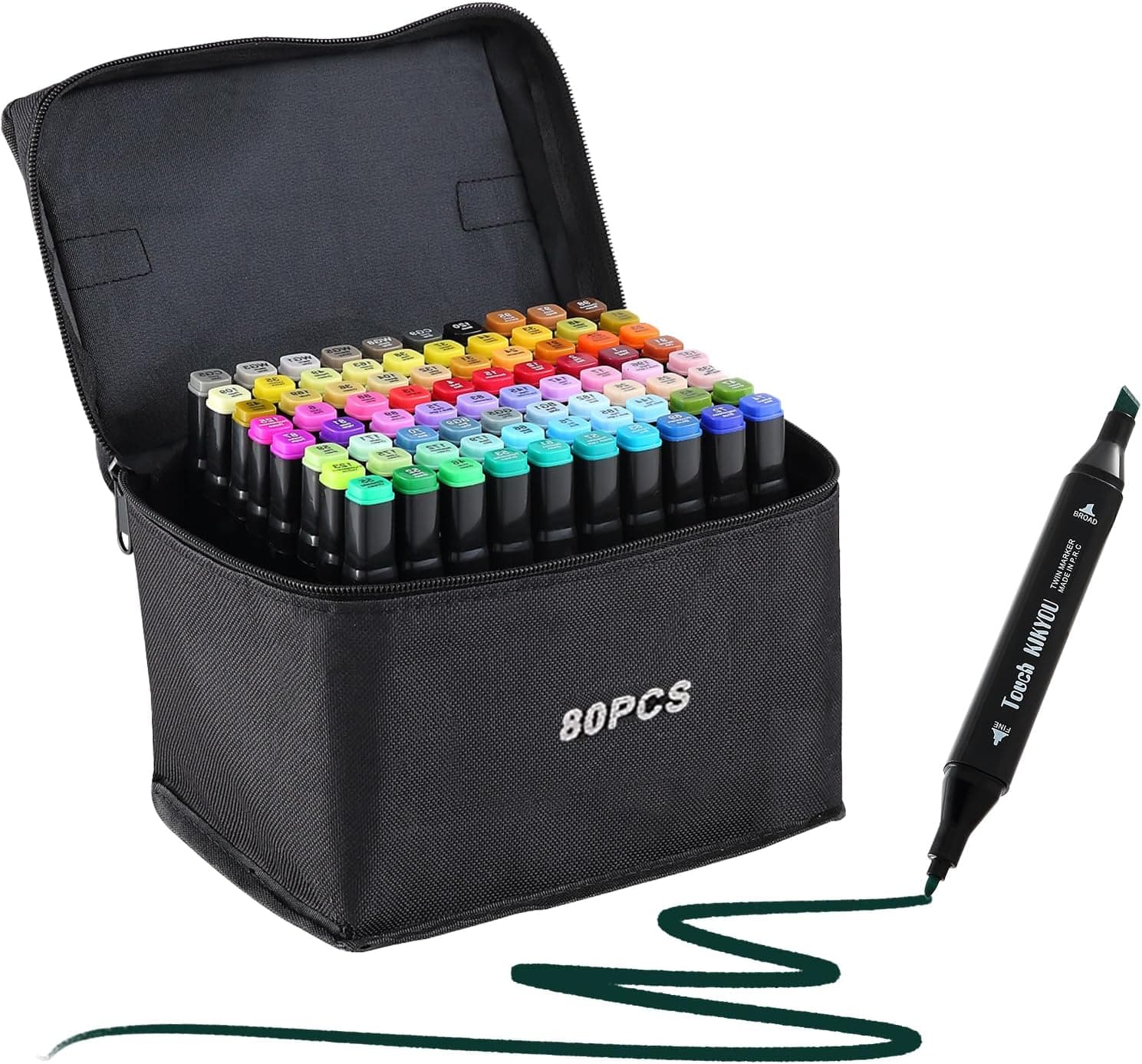 Ordeluxe 80 cores - Marcadores permanentes de ponta dupla, conjunto multicolorido para crianças, adultos, artistas, pintura, colorir e esboços