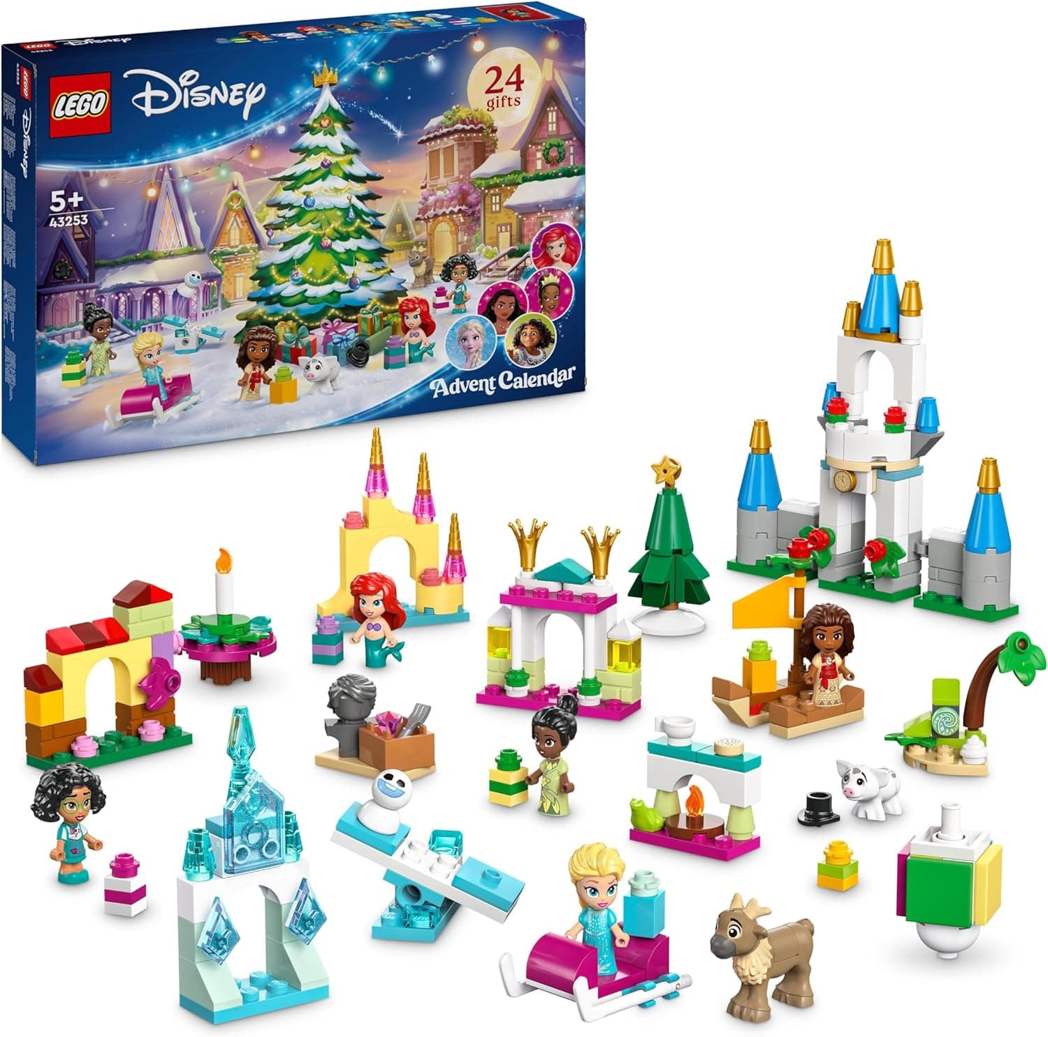 LEGO | Disney calendário de advento 2024 brinquedo de construção com 5 micro bonecas, presente pré-natal para meninas e meninos de 5 anos ou mais 43253