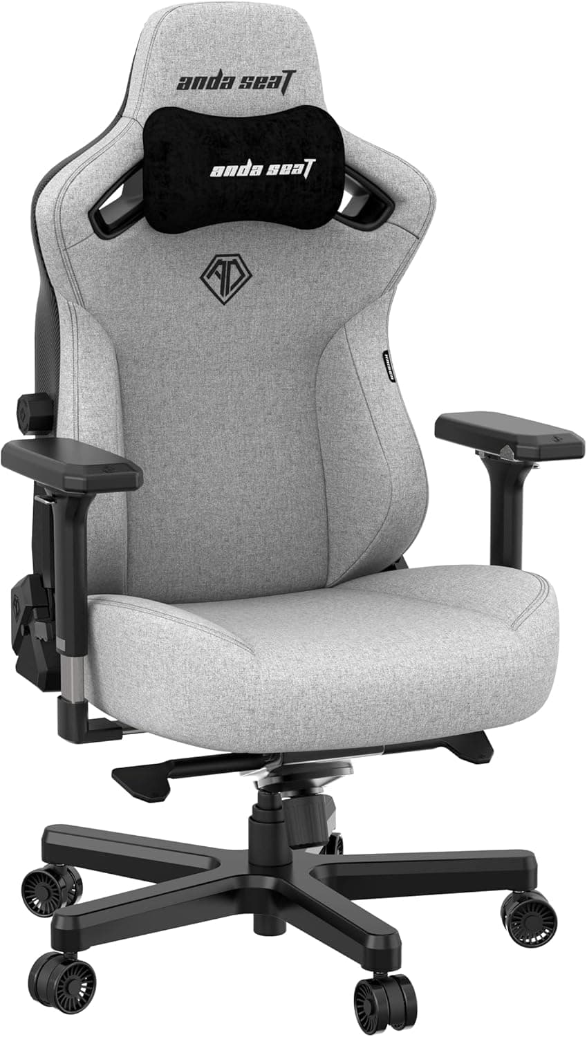 Anda Seat Kaiser 3 Grande cadeira Gaming, conforto cadeira Racing Gamer adulto para trabalho/escritório/estúdio/jogo, cadeiras ergonómicas para computador, Ergonomic Office Desk Chair - cinzento
