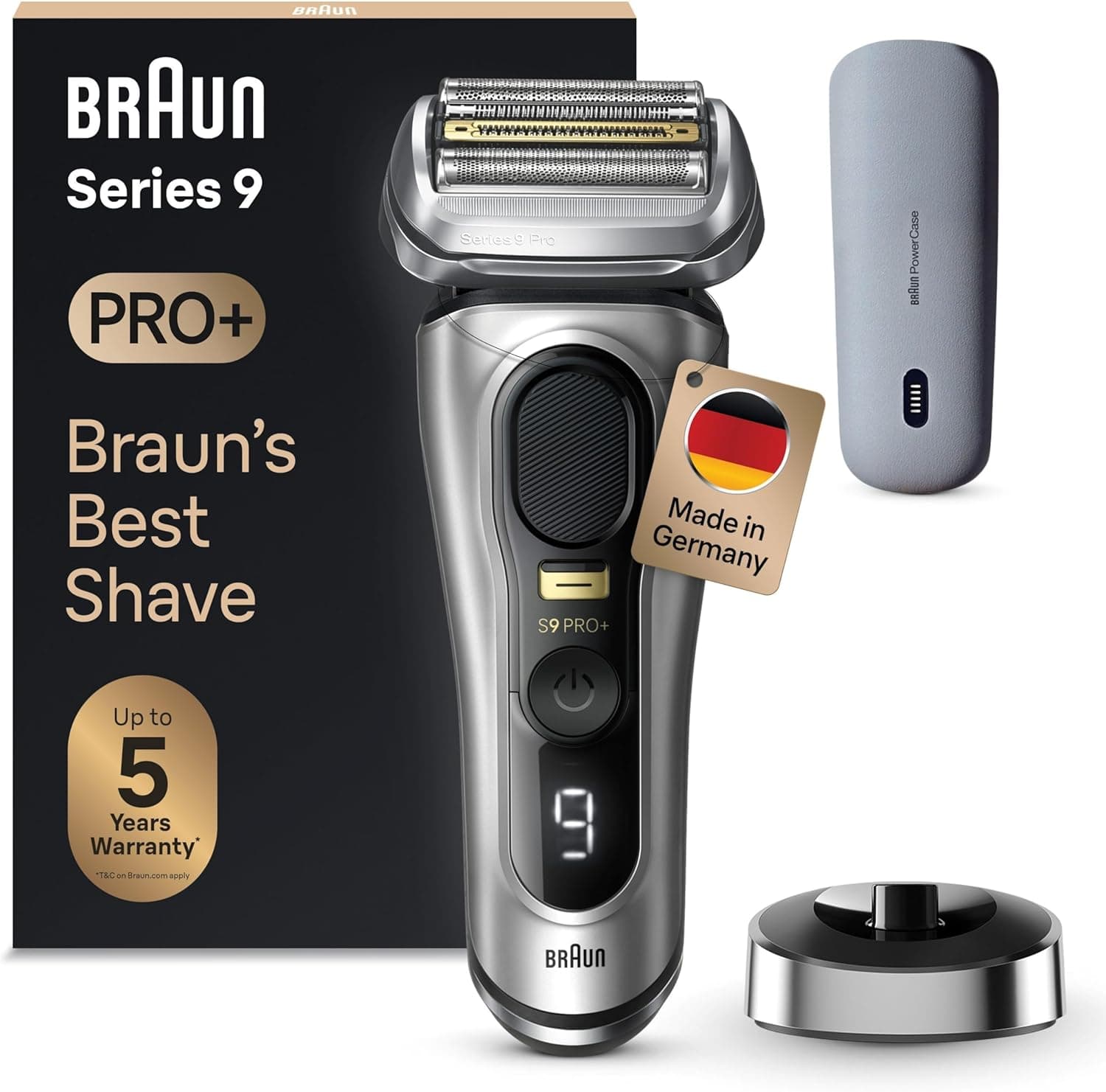Braun Series 9 PRO+ 9527s Electric Shaver, PowerCase, Dry and Wet, Silver 9527S Wet & Dry