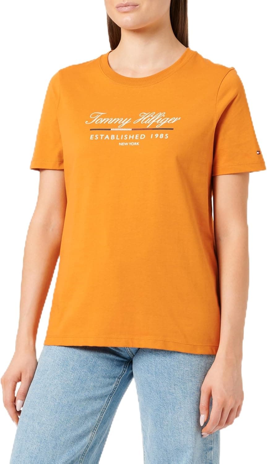 Tommy Hilfiger T-shirt para mulher Script Graphic de algodão