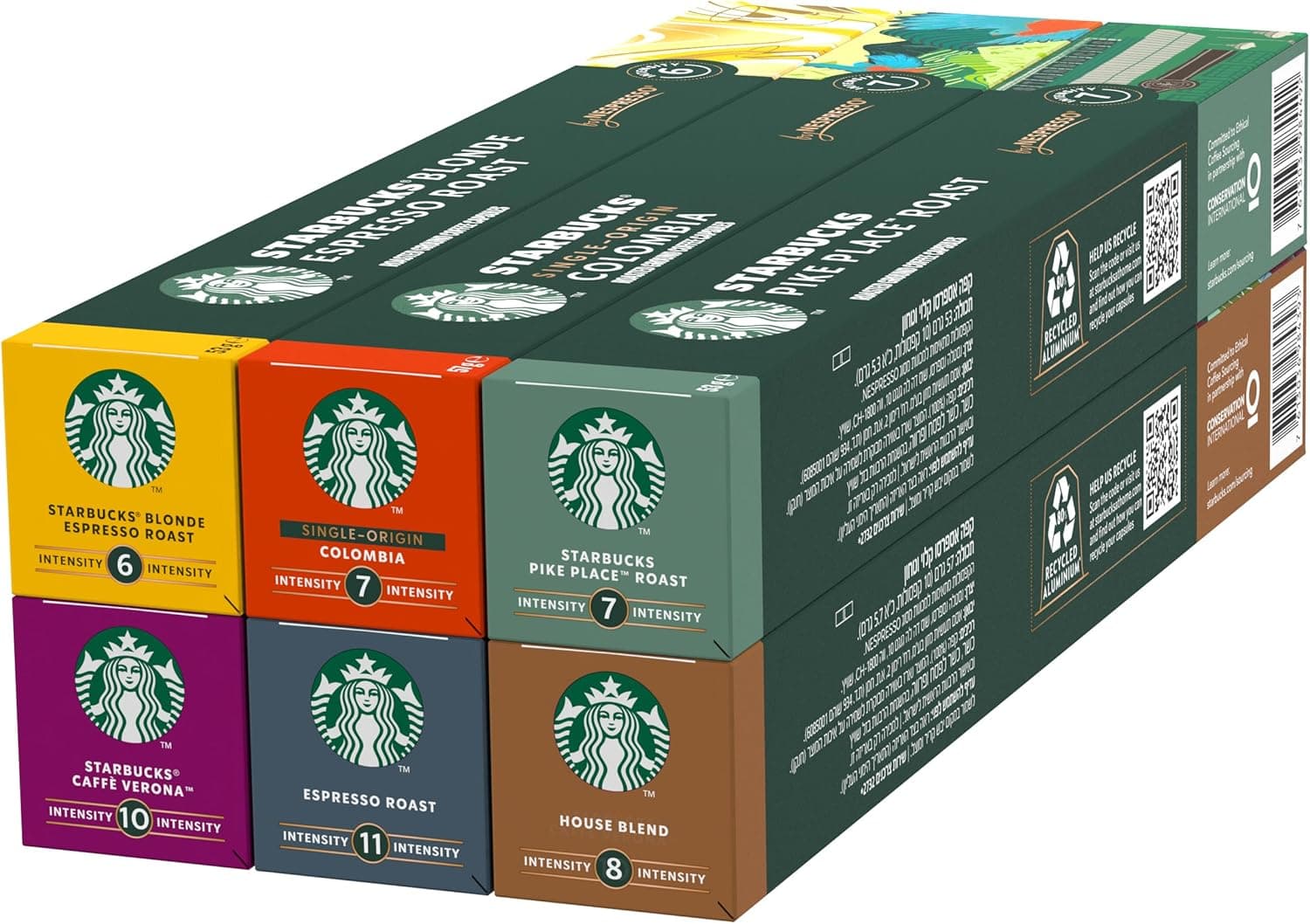 STARBUCKS Pacote variado de nespresso para cápsulas de café de diferentes intensidades 6 x 10 (60 cápsulas) - exclusivo da Amazon