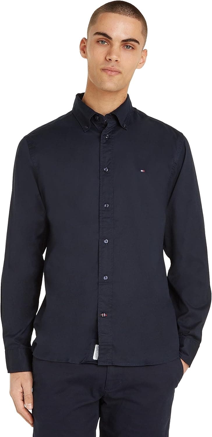 Tommy Hilfiger T-shirt Core Flex Popelina RF camisa casual para homem