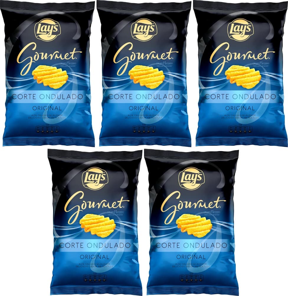 Lay's Gourmet, Batata frita de corte ondulado, 150 g x 5