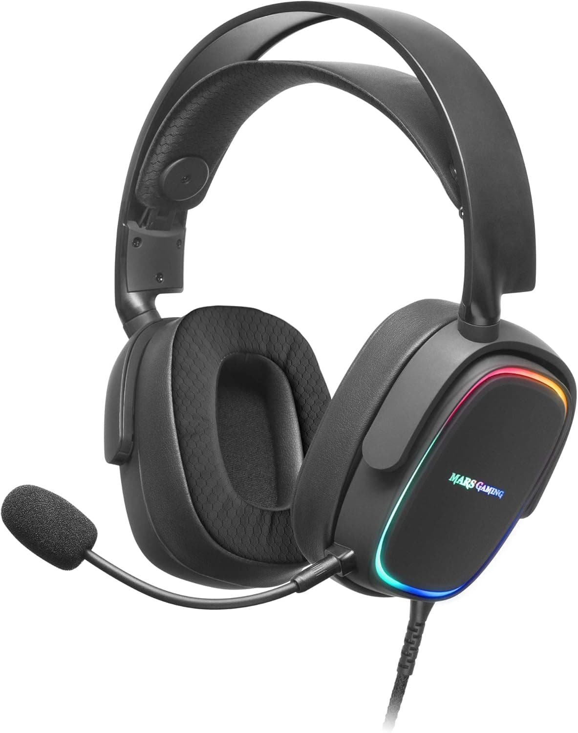 Mars Gaming MHAX Preto, auriculares Gaming RGB, microfone removível, HiFi, compatibilidade multiplataforma