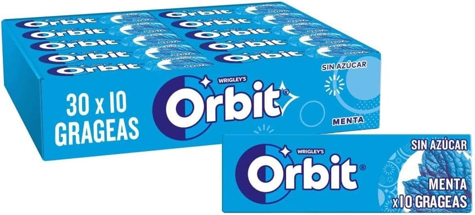 Orbit Pastilhas sem açúcar sabor hortelã, fresco, intenso e de longa duração em formato de drageia (30 x 10 pastilhas)