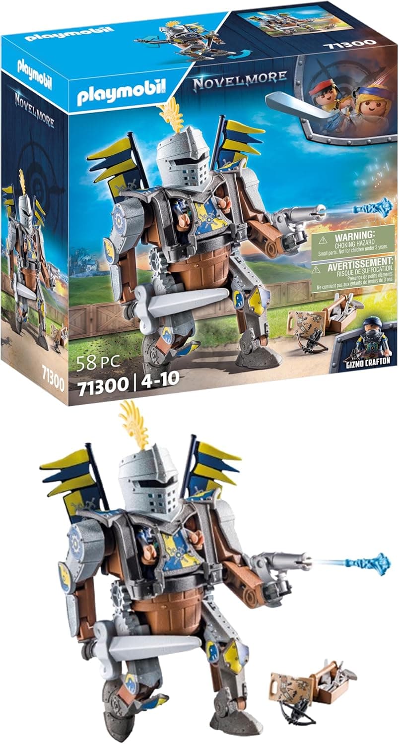 PLAYMOBIL Novelmore 71300 Novelmore Combate Robot, o cavalheiro Gizmo Crafton e o seu forte robô de batalha, armado com espada e cano para o torneio, brinquedos para crianças a partir de 4 anos