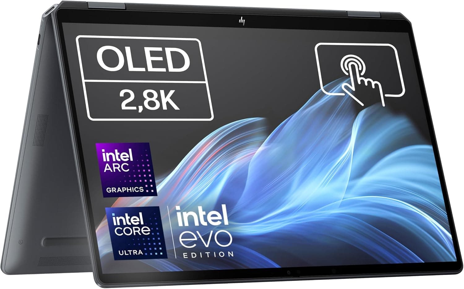 HP OmniBook Ultra Flip 14-fh002ns Computador portátil conversível OLED de 14", 2,8 K 120 Hz (Intel Ultra 7-258 V, 32 GB RAM, 1 TB, Intel ARC, Windows 11), preto, teclado QWERTY Espanhol