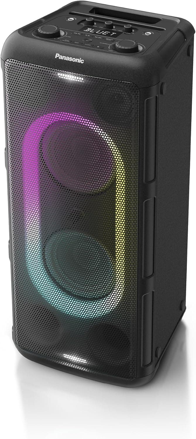 Panasonic SC-TMAX45E-K Altifalante sistema áudio de alta potência com Bluetooth, 1000 W, luzes integradas, USB, entrada ótica para TV, entradas de guitarra e microfone para karaoke, preto