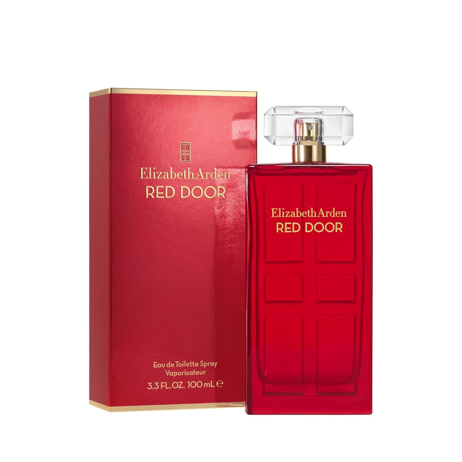 Elizabeth Arden - Red Door, Eau de Toilette, com lírios do vale e rosa vermelha, aroma floral intenso, mistura de notas sensuais, perfume feminino e elegante, mulher