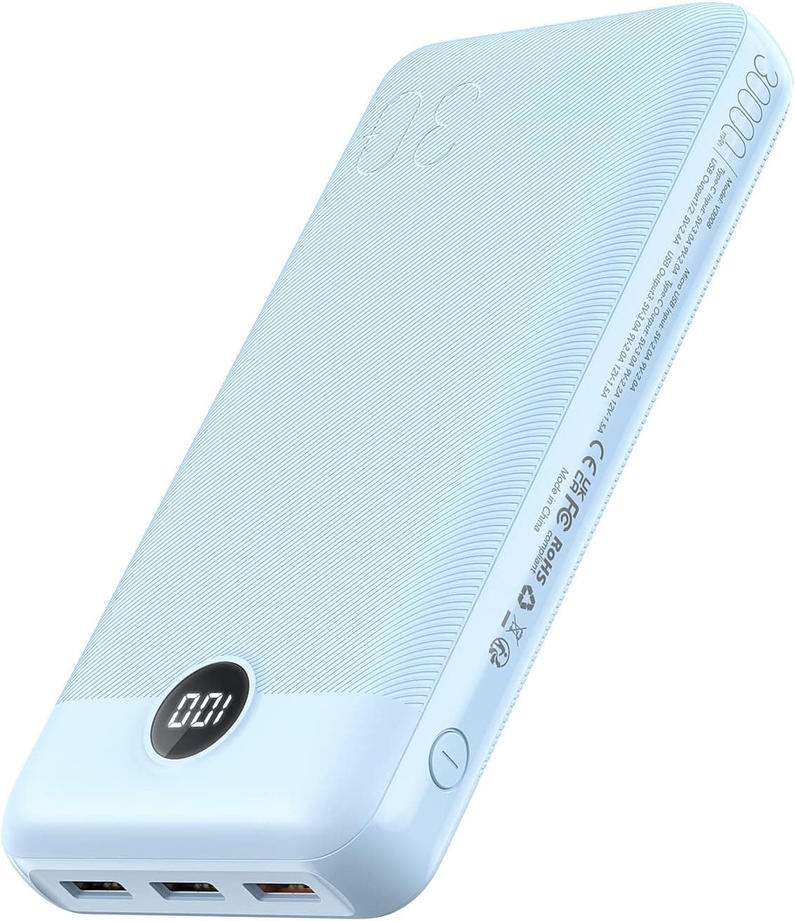 VEGER Power Bank, 30000 mAh bateria externa com ecrã LED bateria portátil USB C carregamento rápido PD 20 W QC 3.0 com 2 entradas e 4 saídas, compatível com iPhone, Samsung, Huawei, tablet e muito