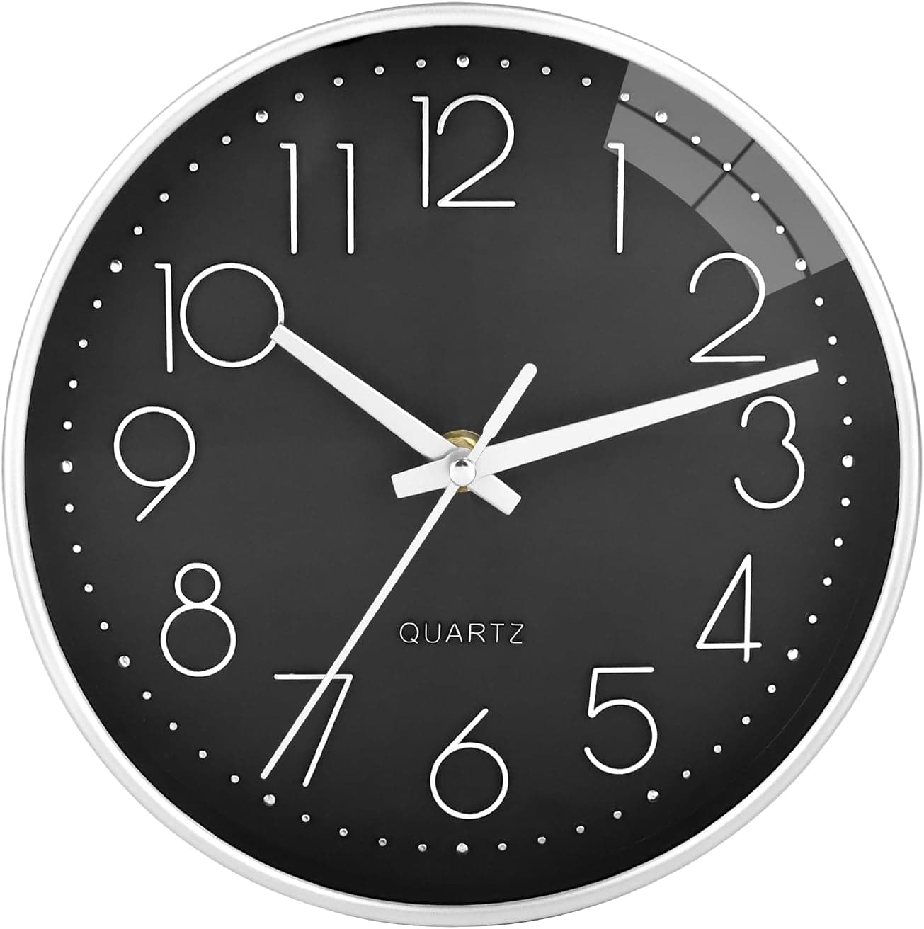 VMUTGA Relógio de parede, 20 cm movimento de quartzo silencioso, relógio decorativo redondo, design minimalista moderno preto, com números fáceis de ler, funciona com pilhas