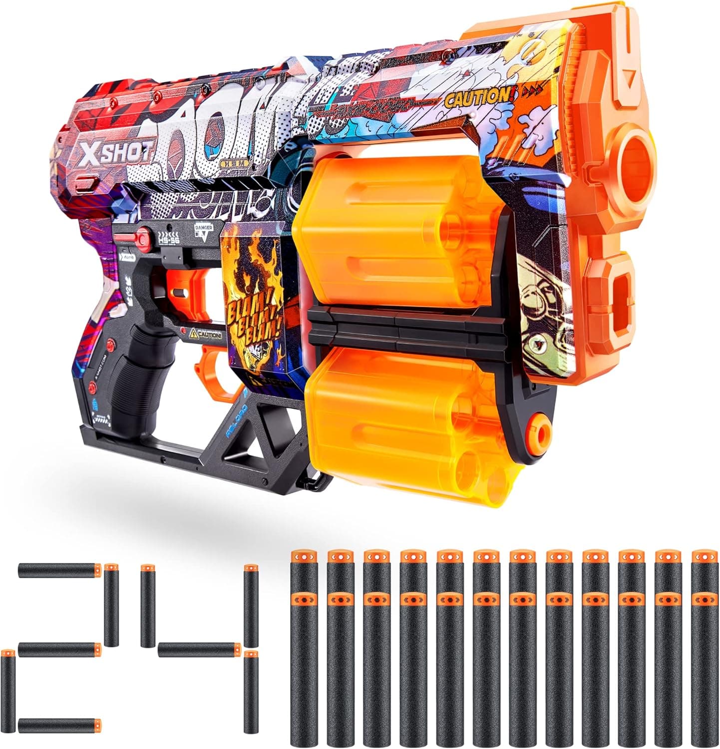Xshot Skins Dread, Boom, Foam Dart Blaster (24 Darts) Air Pocket Dart Technology, Major Brand Compatible, Toy Foam Dart Blaster for Kids, Teens, Adults, Frustration Free Packaging Skins Boom Dread