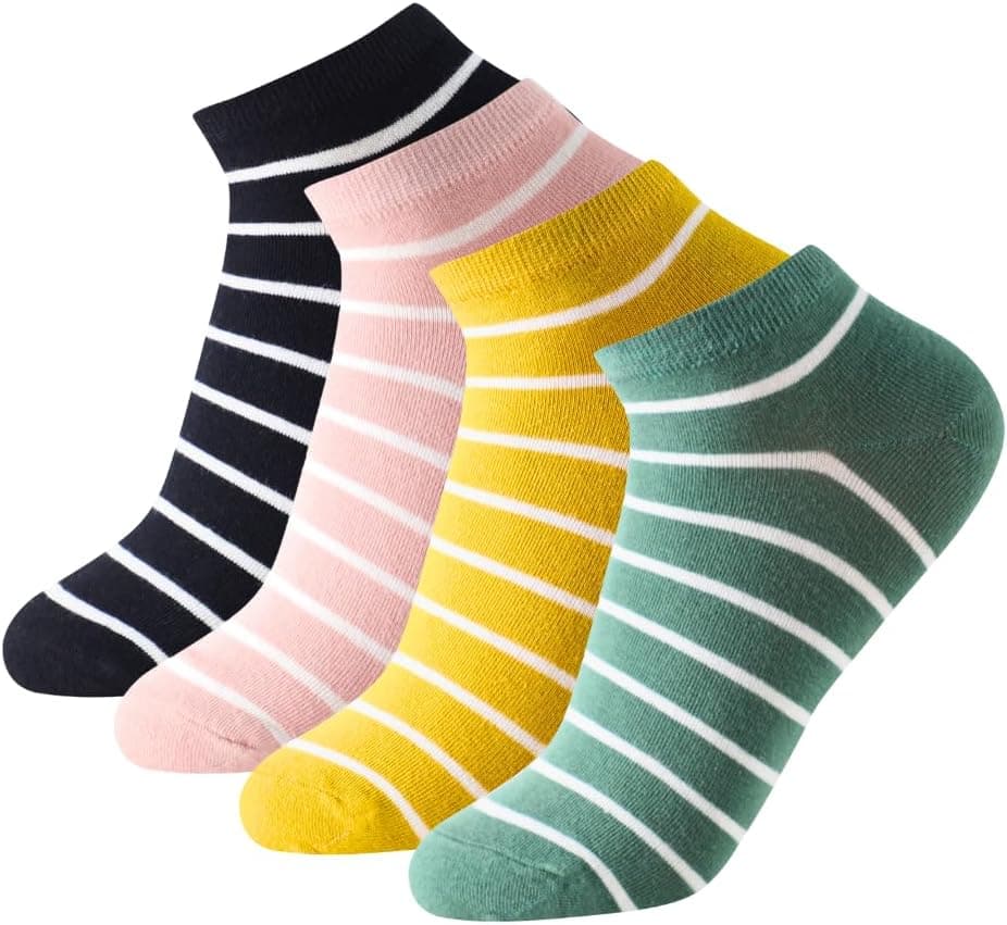 Meias de tornozelo 85% algodão para mulher, pack de 4 pares