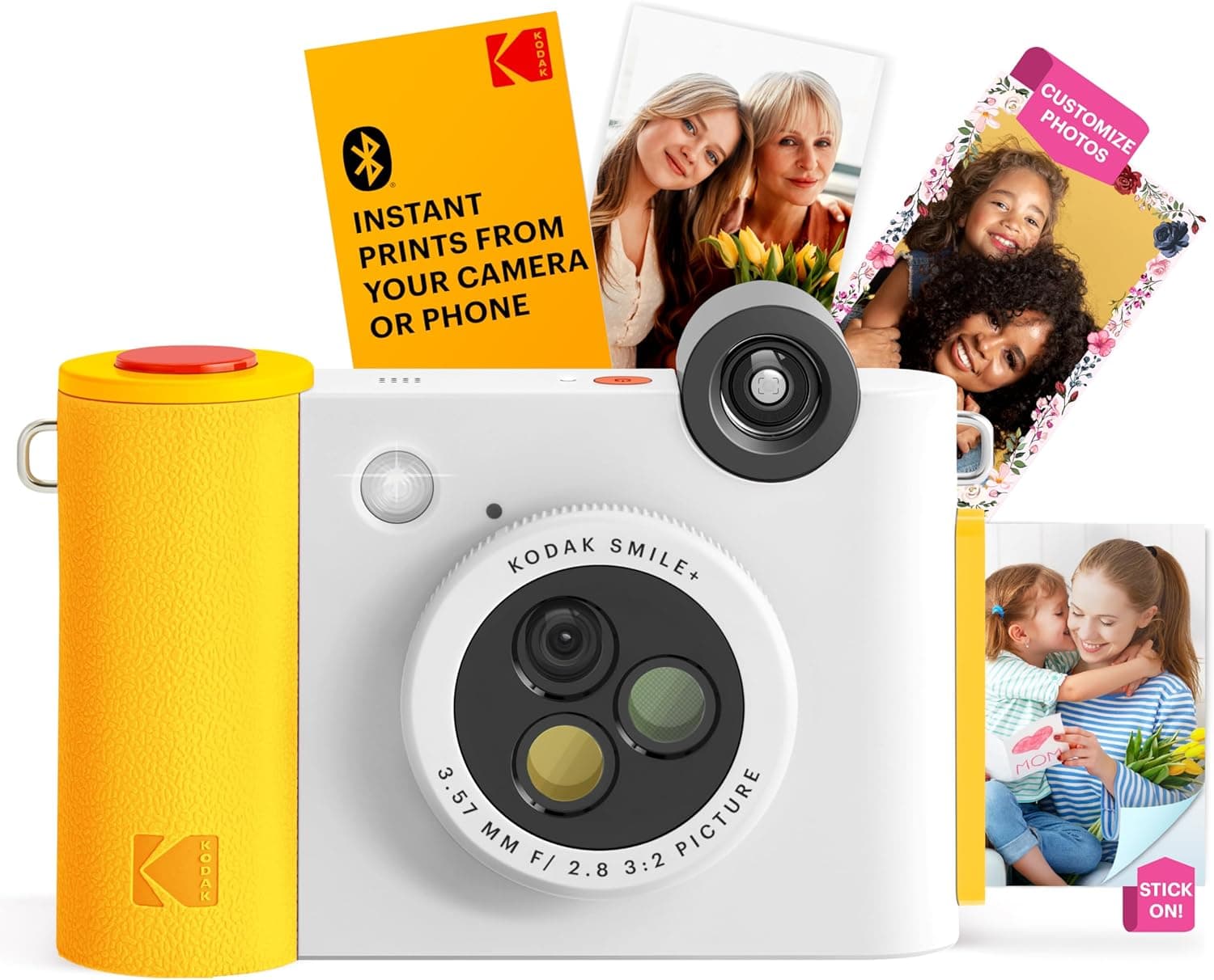 KODAK Smile Câmara digital instantânea 2 em 1 e impressora Bluetooth, 10 MP, lente giratória com efeitos, fotos adesivas Zink 2 x 3", impressão a partir de App em dispositivos inteligentes - branco