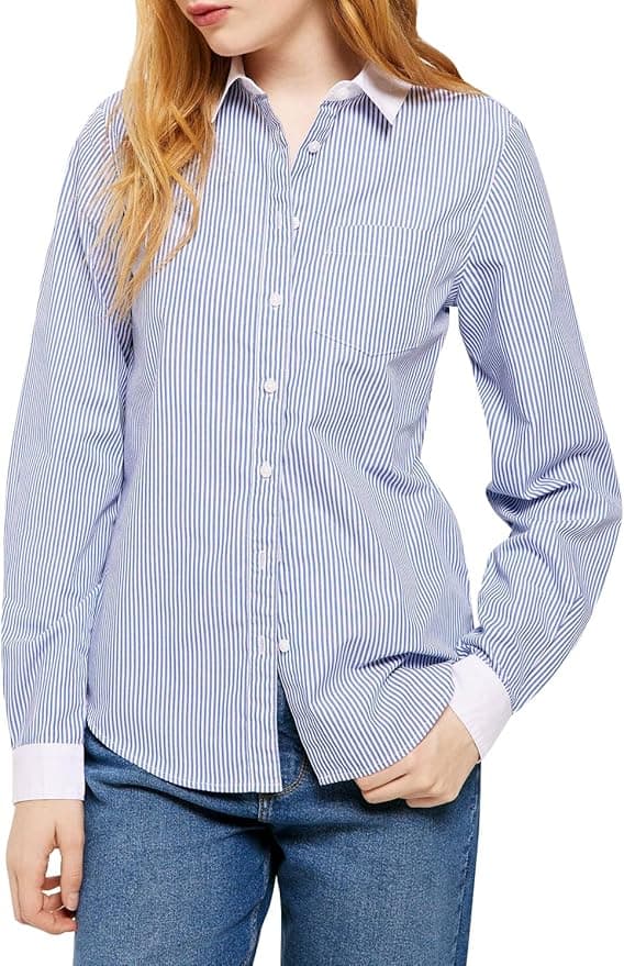 Springfield Contrast Collar | Blusa de senhora com riscas e gola em contraste