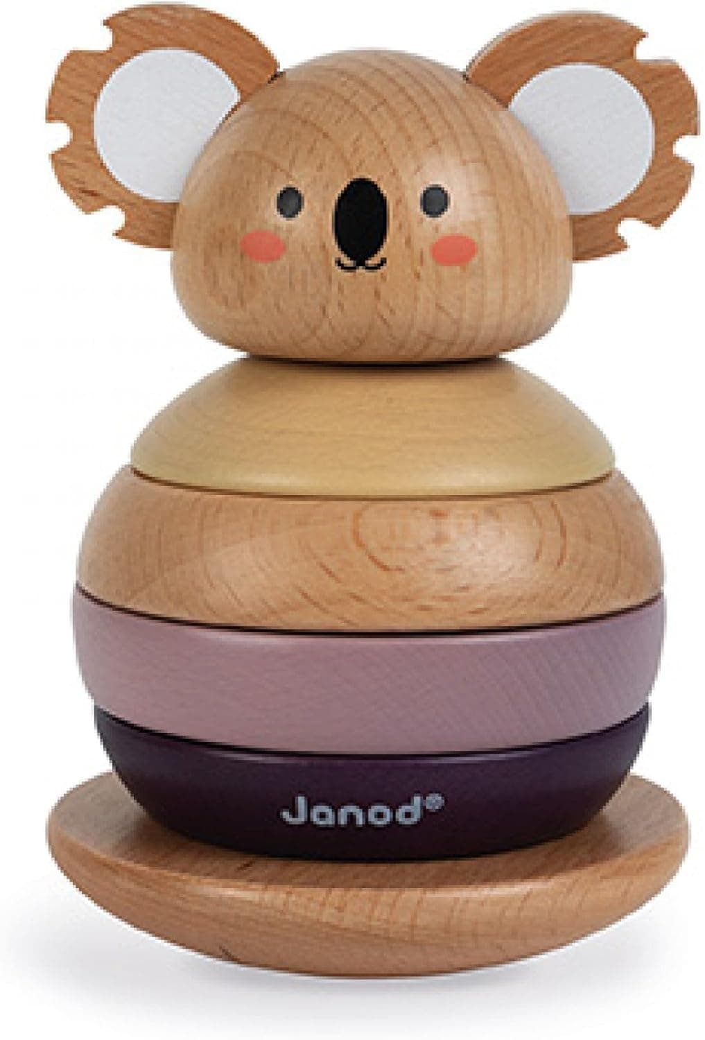 Janod - Tentetieso empilhável de madeira Koala - Brinquedo de estímulo para bebés - desenvolve a moricidade e a manipulação - Colaboração com a WWF - Certificado FSC - A partir de 1 ano, J08601