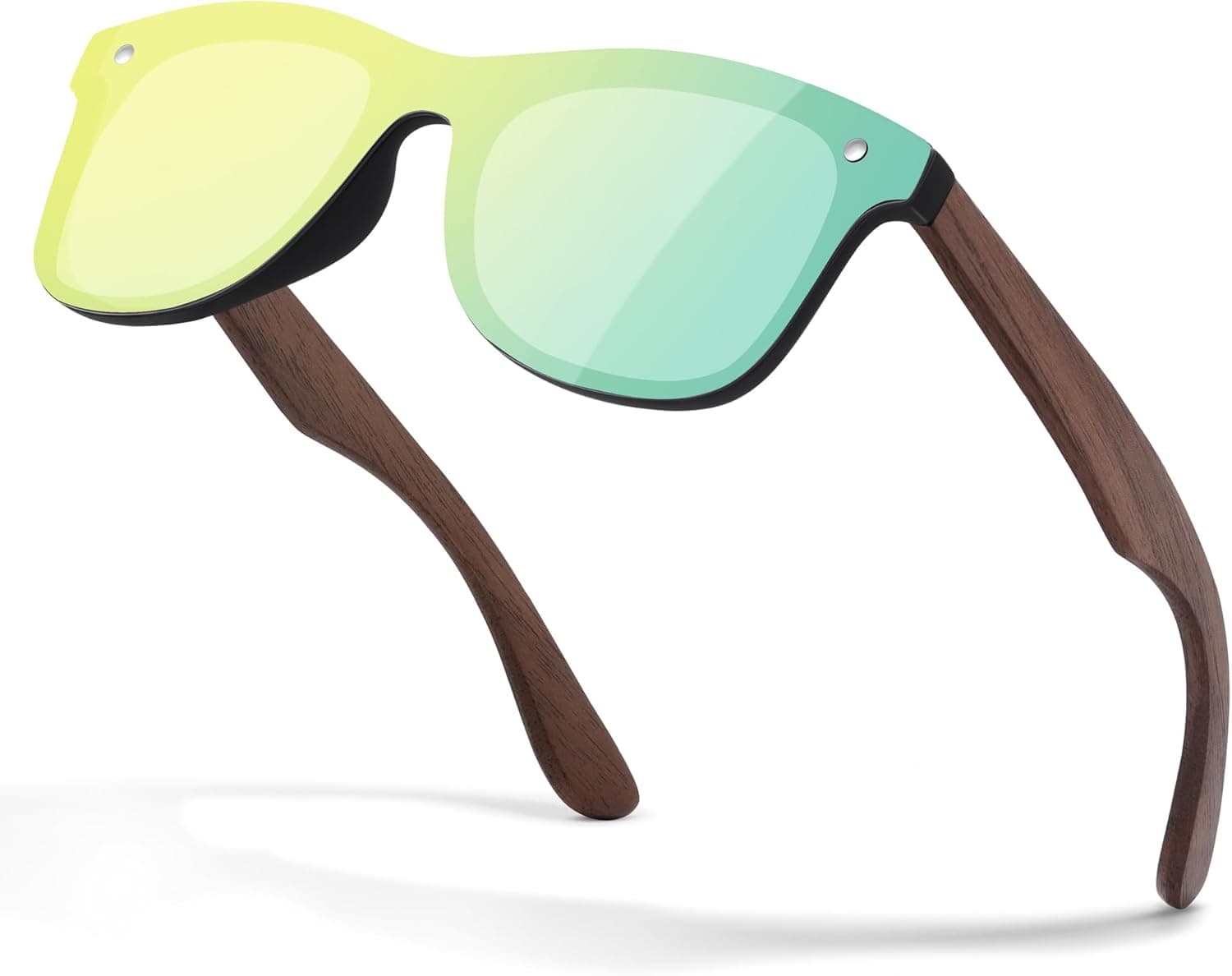 Glapeame Óculos de sol com pernas de madeira para homem, mulher, polarizados, preto, óculos de sol, UV400, tons retro, unissexo, acessórios para homem, para golfe, pesca, viagens