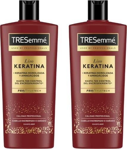 TRESemmé Champô liso queratina para cabelo frisado ou danificado com óleo de Marula e queratina 685 ml x 2