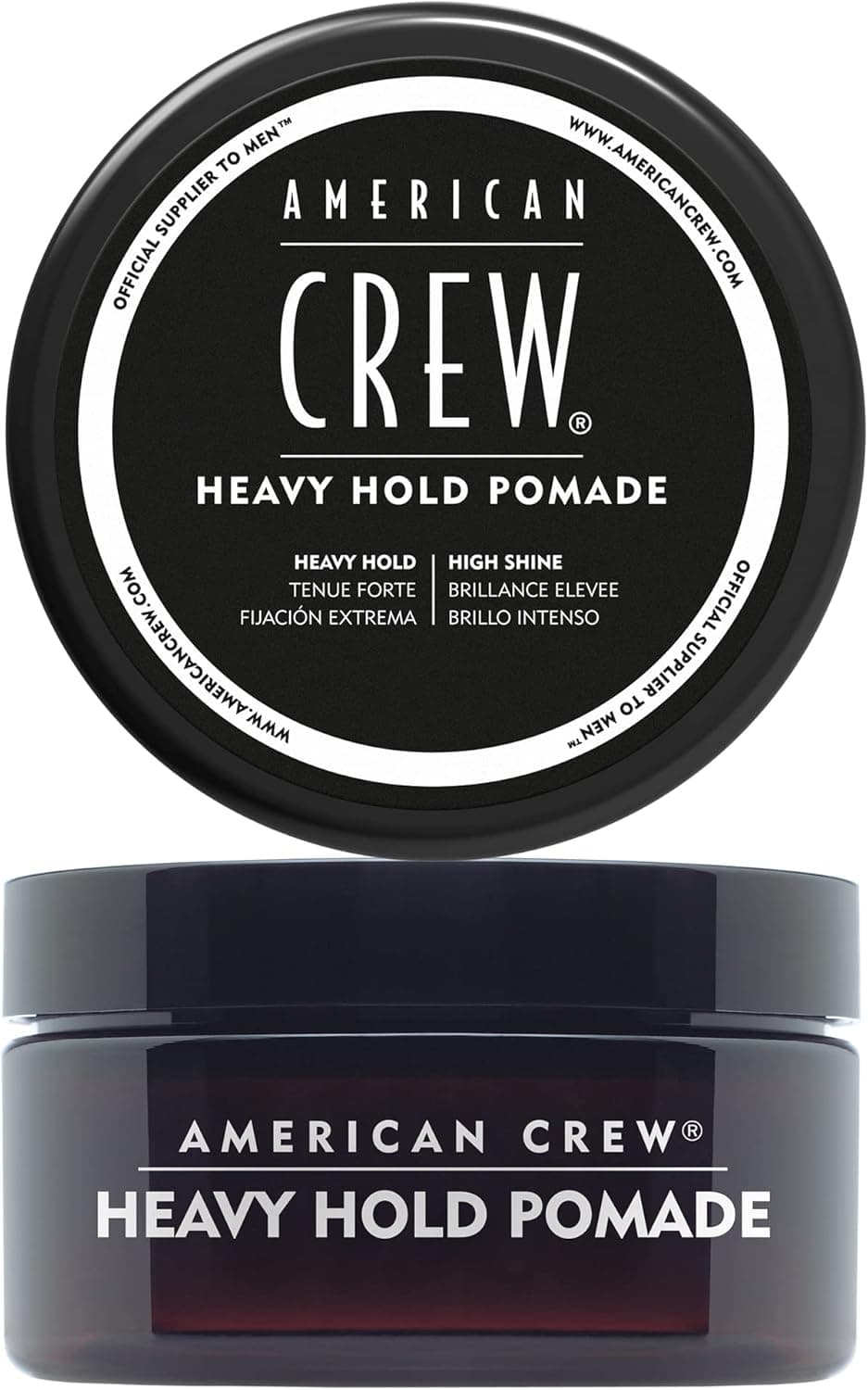 American Crew - Heavy Hold, Pomada para o cabelo masculino, fornece fixação e brilho intenso, alta durabilidade, para um penteado intacto, com glicerina - 85 g