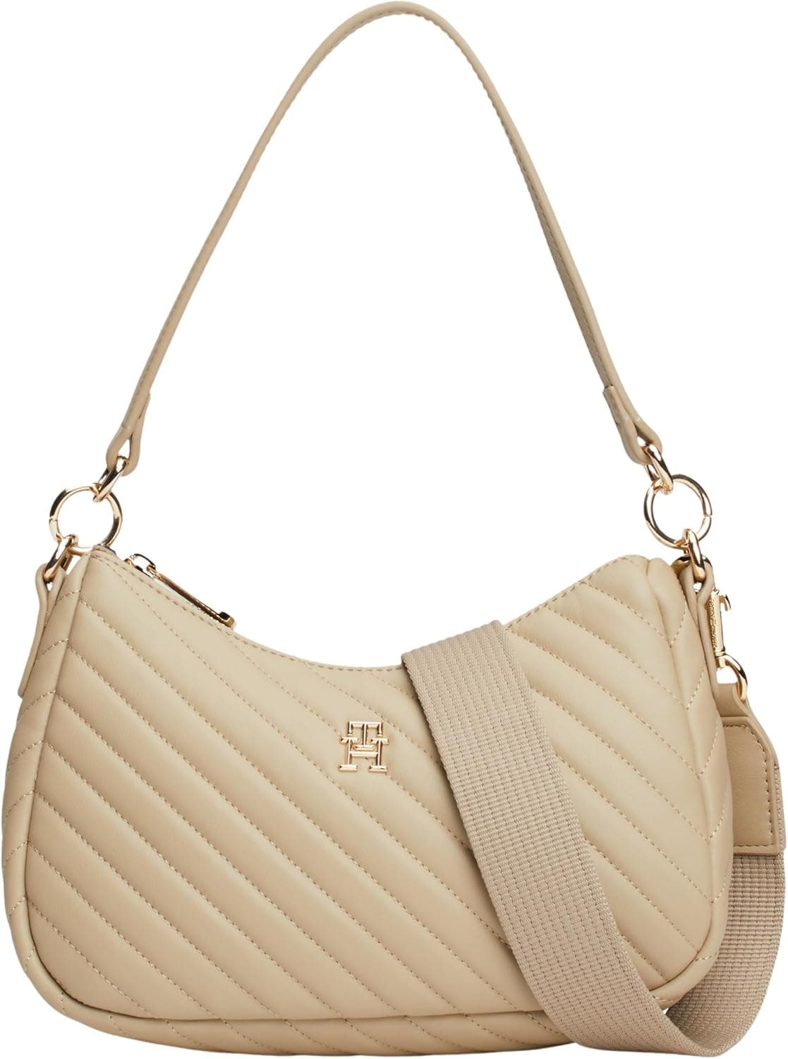 Tommy Hilfiger Bolsa com alça de mulher Poppy Reform Shoulder Bag mala de mão, bege