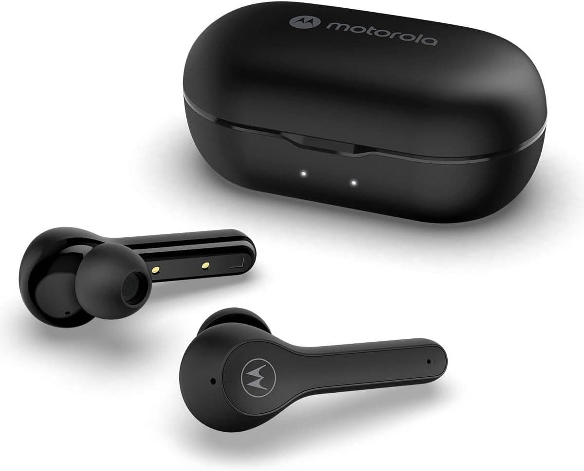 Motorola Sound MOTO BUDS 085 Auriculares sem fios - auriculares Bluetooth com 15 horas de reprodução, auriculares resistentes à água e ao suor - microfone e controlo tátil - preto