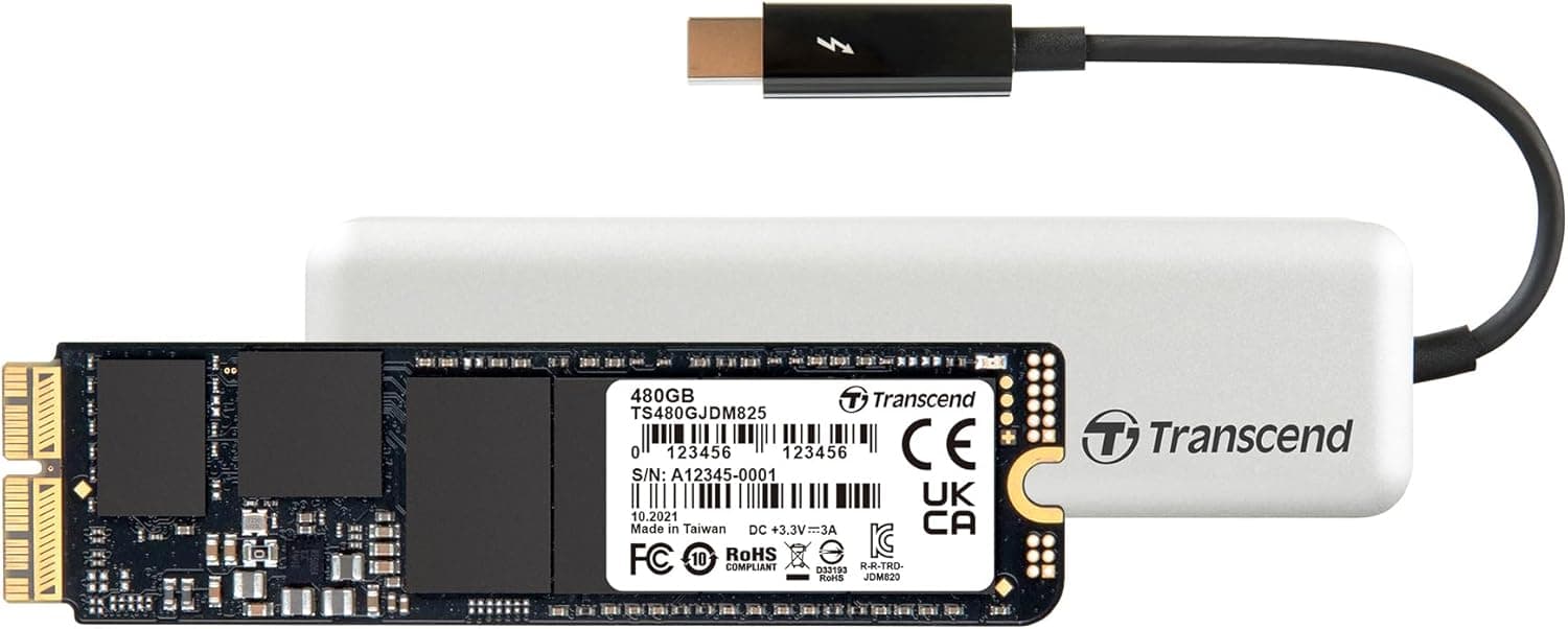 Transcend JetDrive 825 | SSD interno de 480 GB com caixa Thunderbolt para MacBook