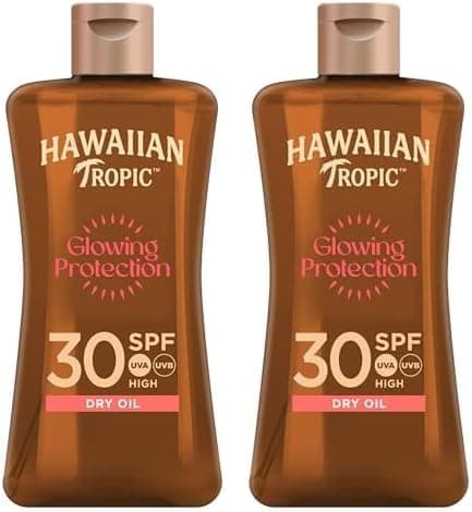Hawaiian Tropic - Óleo de bronze SPF 30 - óleo seco em formato de spray - fragrância Coconut - 100 ml x 2