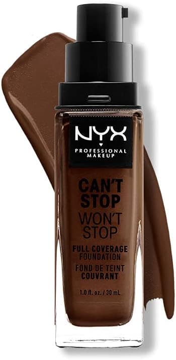 NYX Professional Makeup Base de maquilhagem Can't Stop Won't Stop Full Coverage Foundation, longa duração, waterproof, fórmula vegana, acabamento mate, tom: Deep expresso