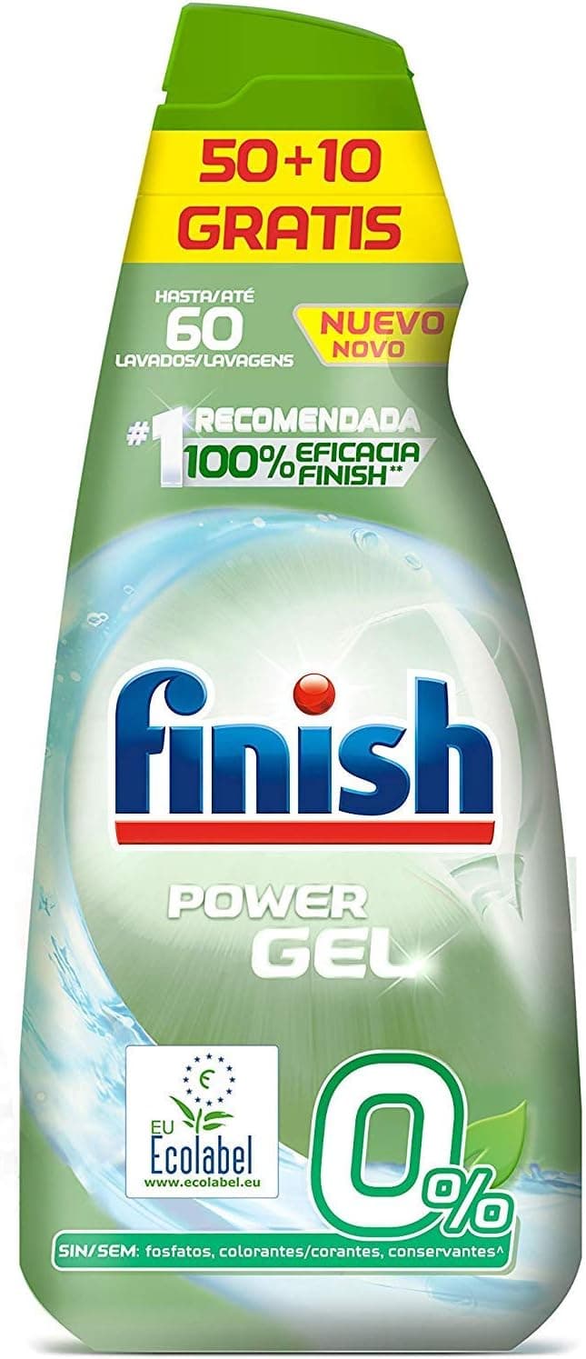 Finish 0% Gel | Detergente ecológico para máquina de lavar loiça com 60 doses