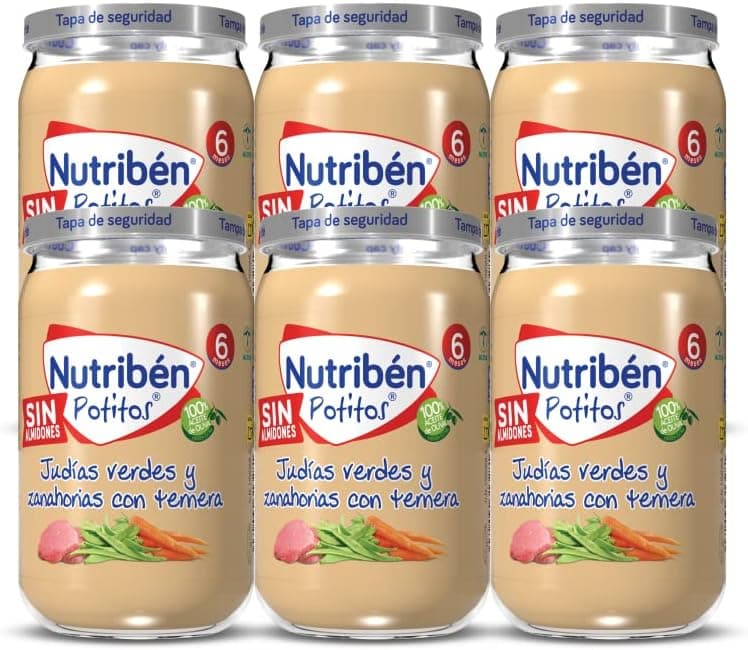 Nutribén Pequenos de vitela com feijão verde e cenoura, a partir dos 6 meses, pack 6 x 235 g