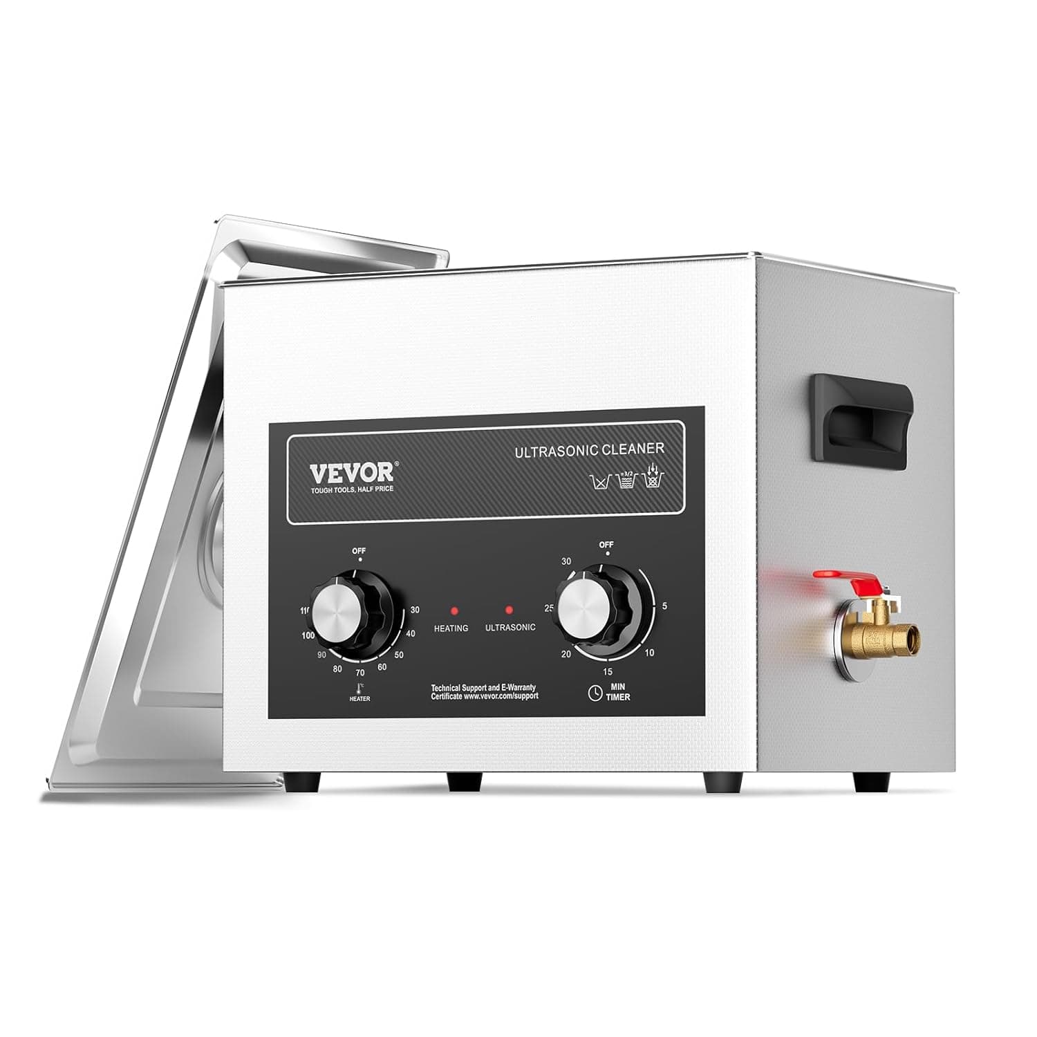 VEVOR Limpador ultra-sónico de 10 l 240 W com temporizador de aquecimento e cesta máquina de cavitação sónica digital para ferramentas de laboratório, peças metálicas, carburador, peças de automóvel