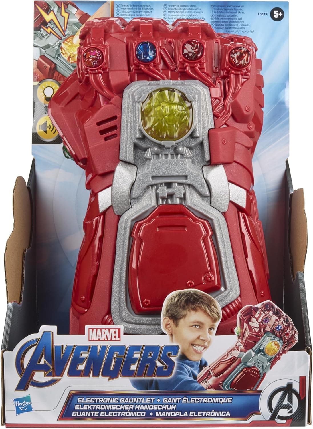 Marvel Vingadores: Endgame - Luva do infinito de cor vermelha - luva eletrónica para jogo de RPG com luzes e sons - brinquedos infantis de super-heróis