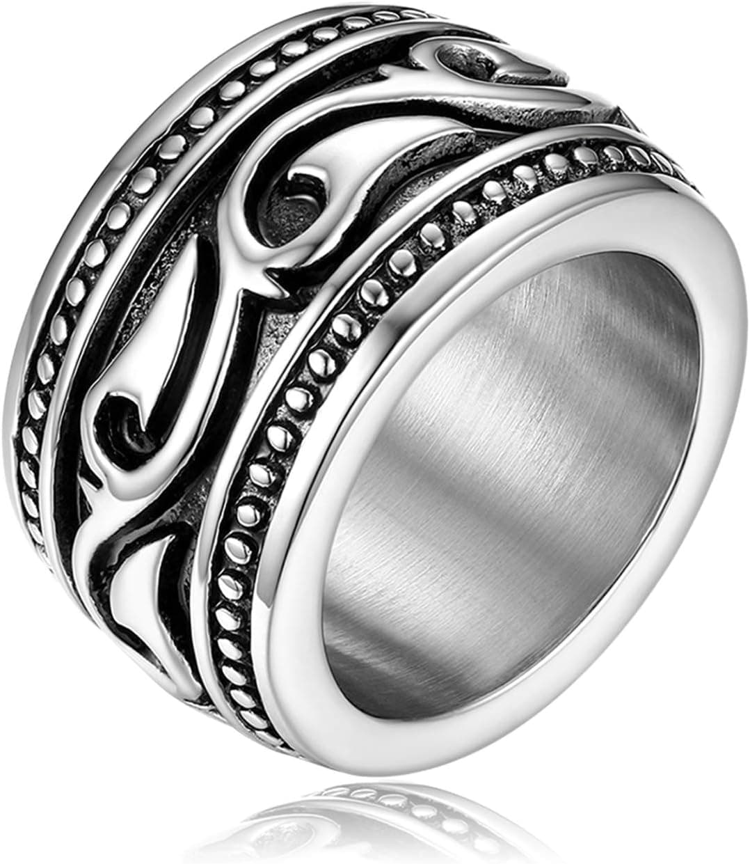 OIDEA Anel masculino de aço inoxidável vintage, estilo celta, Irlanda, com gravura, tamanhos 54 (17,2) até 71 (22,6)