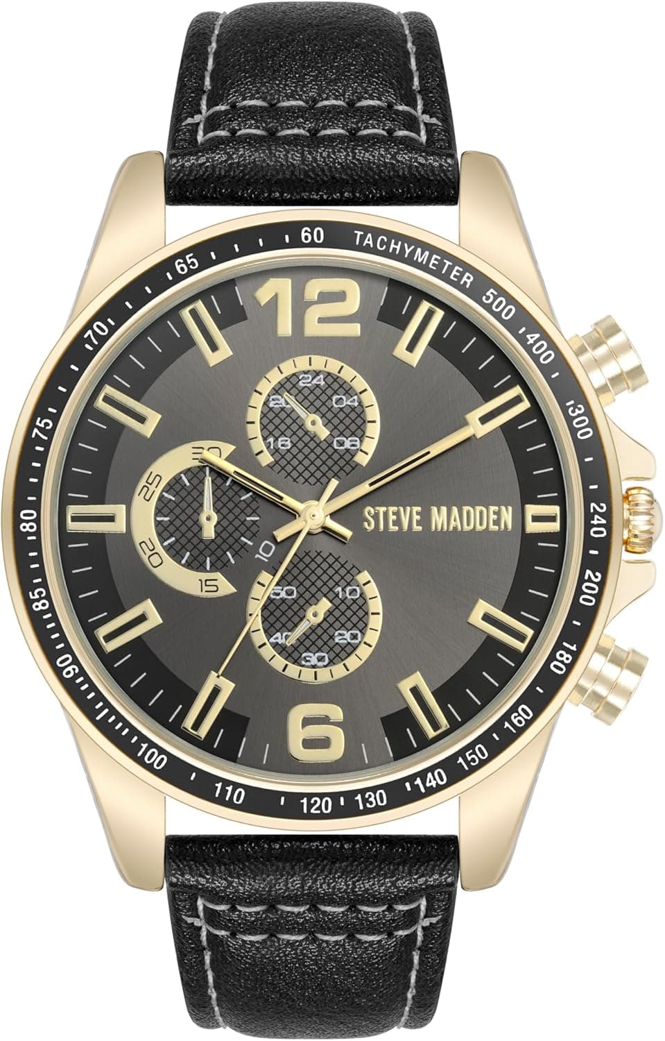 Steve Madden SMW123 | Relógio de pulso para homem com bracelete cinzenta e dourada