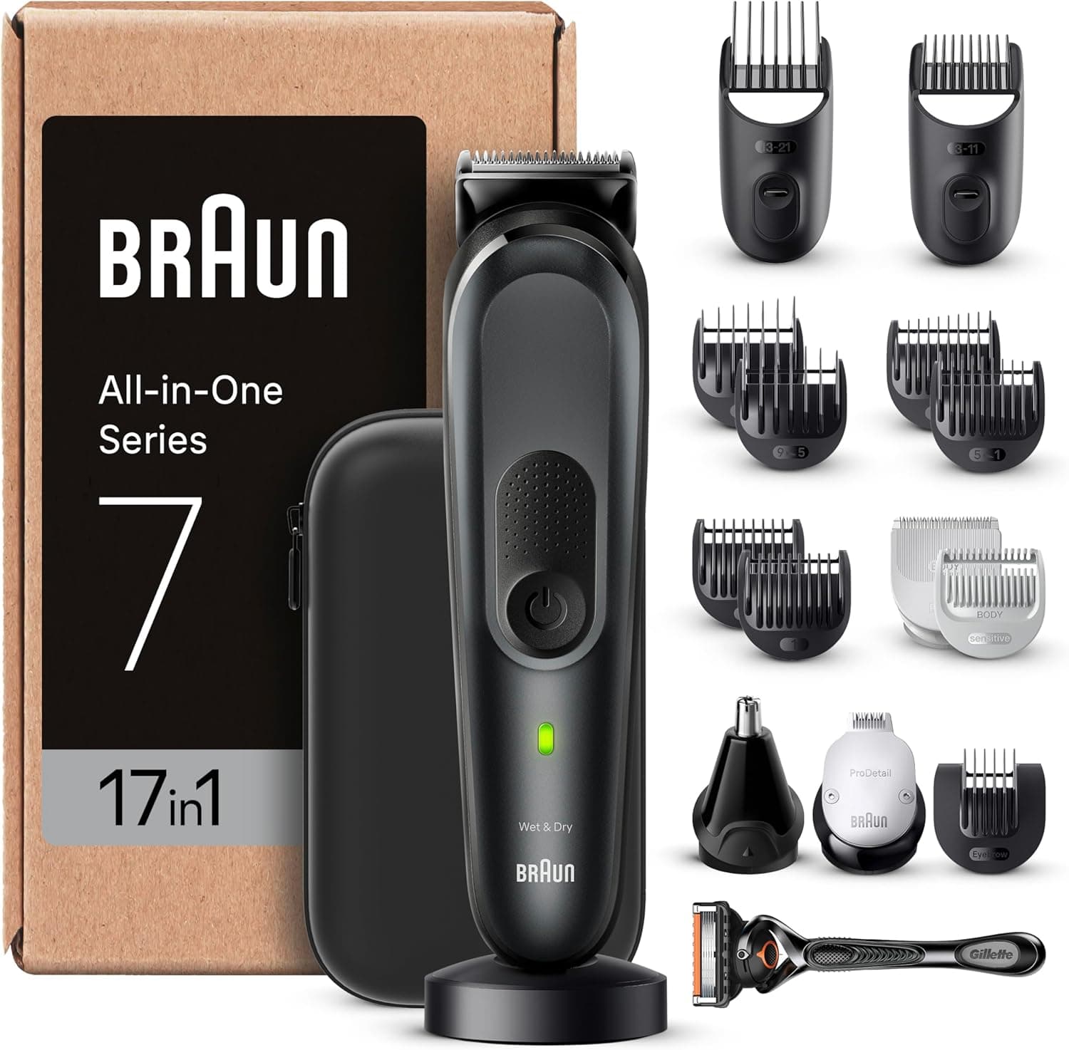 Braun Aparador tudo em um série 7 MGK7491, kit 17 em 1 para barba, cabelo, depilação masculina e mais