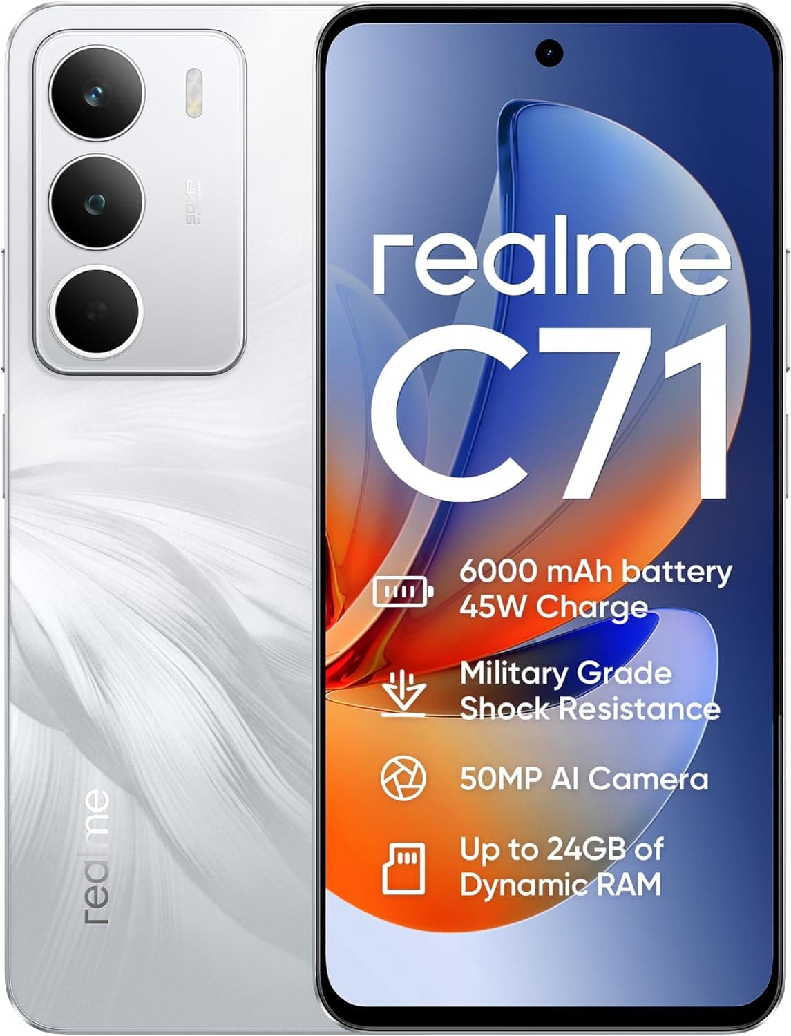 realme C71 | Smartphone 4G com 128 GB, câmara 50 MP, bateria 6000 mAh e ecrã 120 Hz