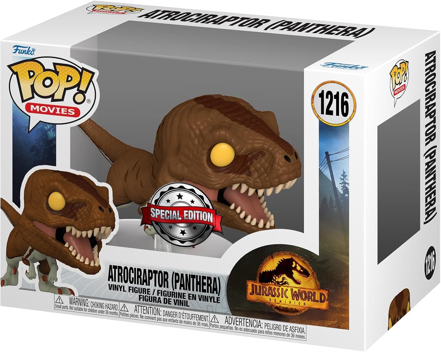 Funko Pop! Filmes: JW3 - Atrociraptor - (Panthera) - Jurassic World 3 - Figura de vinil colecionável - ideia de presente - Mercadoria Oficial - Brinquedos para crianças e adultos - Fãs de filmes